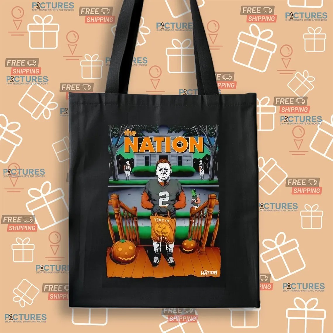 Michael Myers With Halloween Horror Film Characters The Nation Trick Or Treat T Shirt