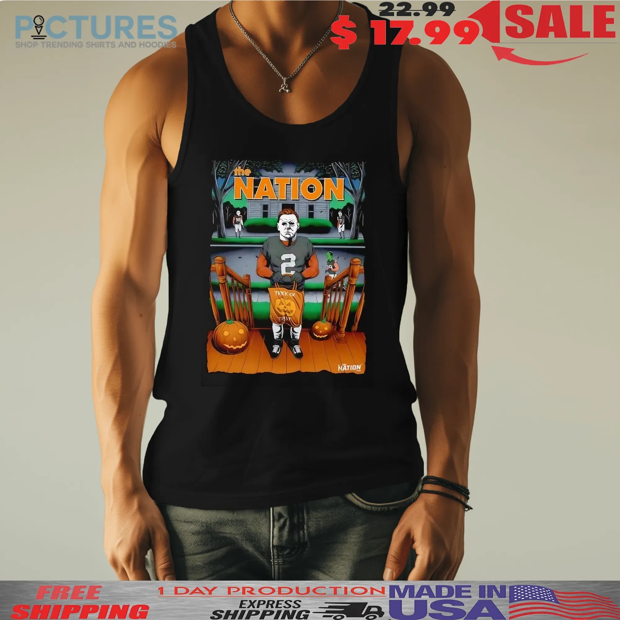 Michael Myers With Halloween Horror Film Characters The Nation Trick Or Treat T Shirt