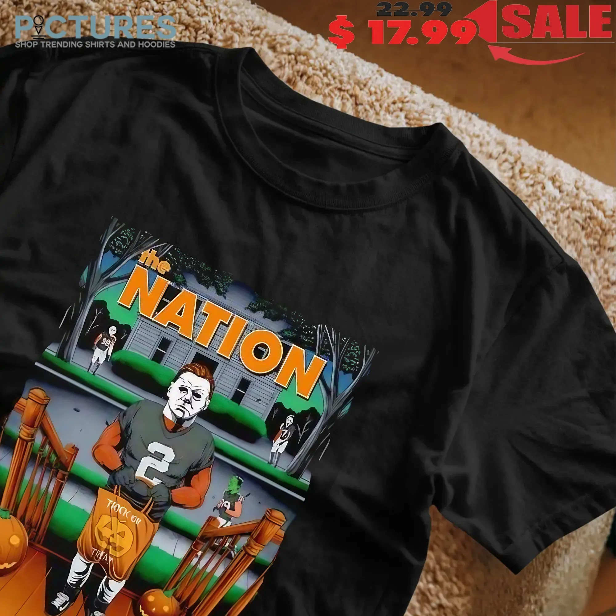 Michael Myers With Halloween Horror Film Characters The Nation Trick Or Treat T Shirt