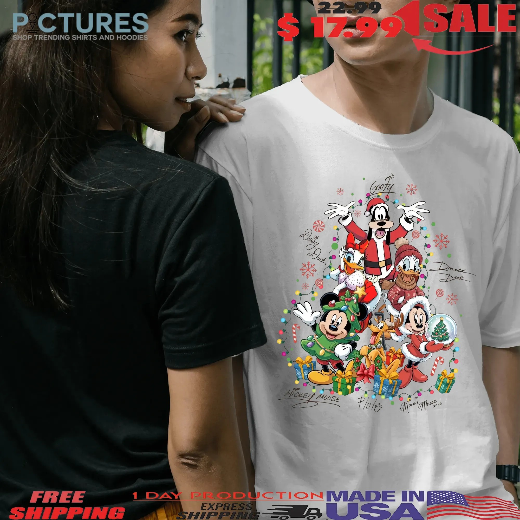 Mickey and Friends Goofy Daisy Duck Donald Duck Pluto Minnie Mouse Christmas Tree T Shirt Mickey and Friends Goofy Daisy Duck Donald Duck Pluto Minnie Mouse Christmas Tree T Shirt