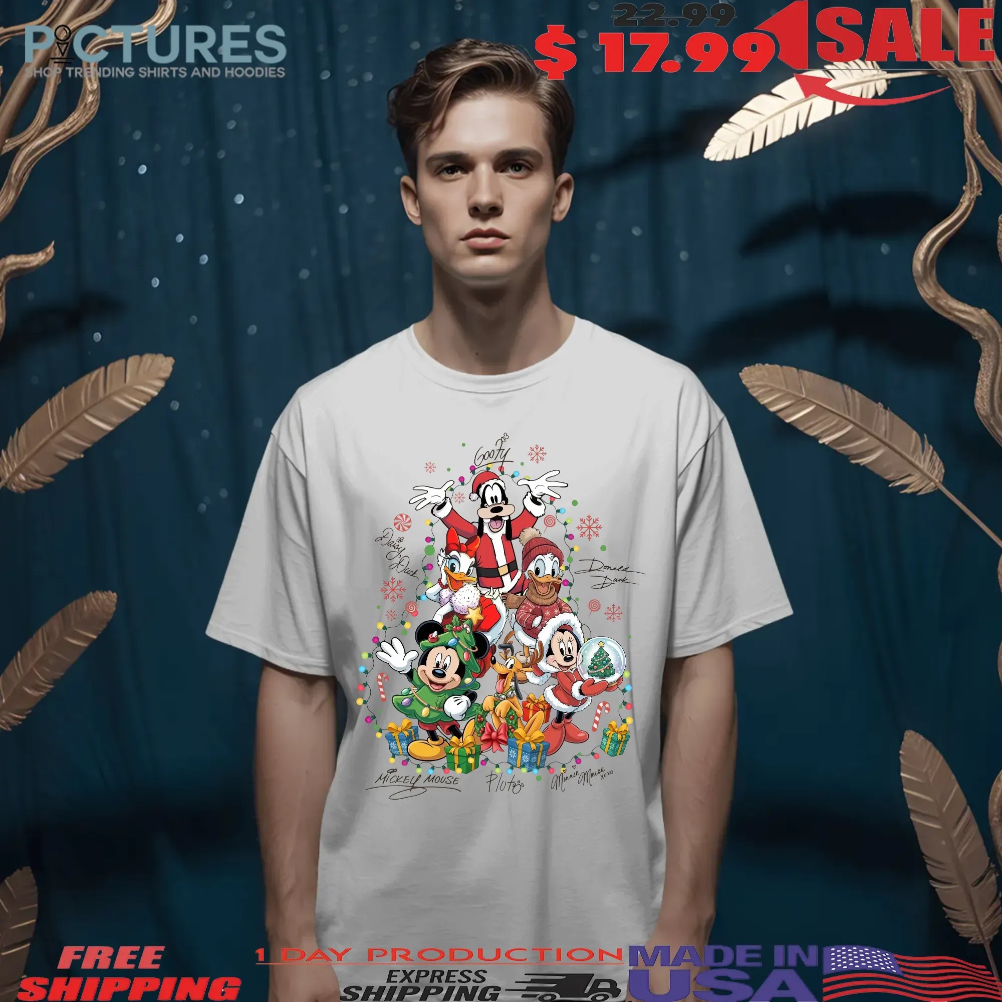 Mickey and Friends Goofy Daisy Duck Donald Duck Pluto Minnie Mouse Christmas Tree T Shirt Mickey and Friends Goofy Daisy Duck Donald Duck Pluto Minnie Mouse Christmas Tree T Shirt