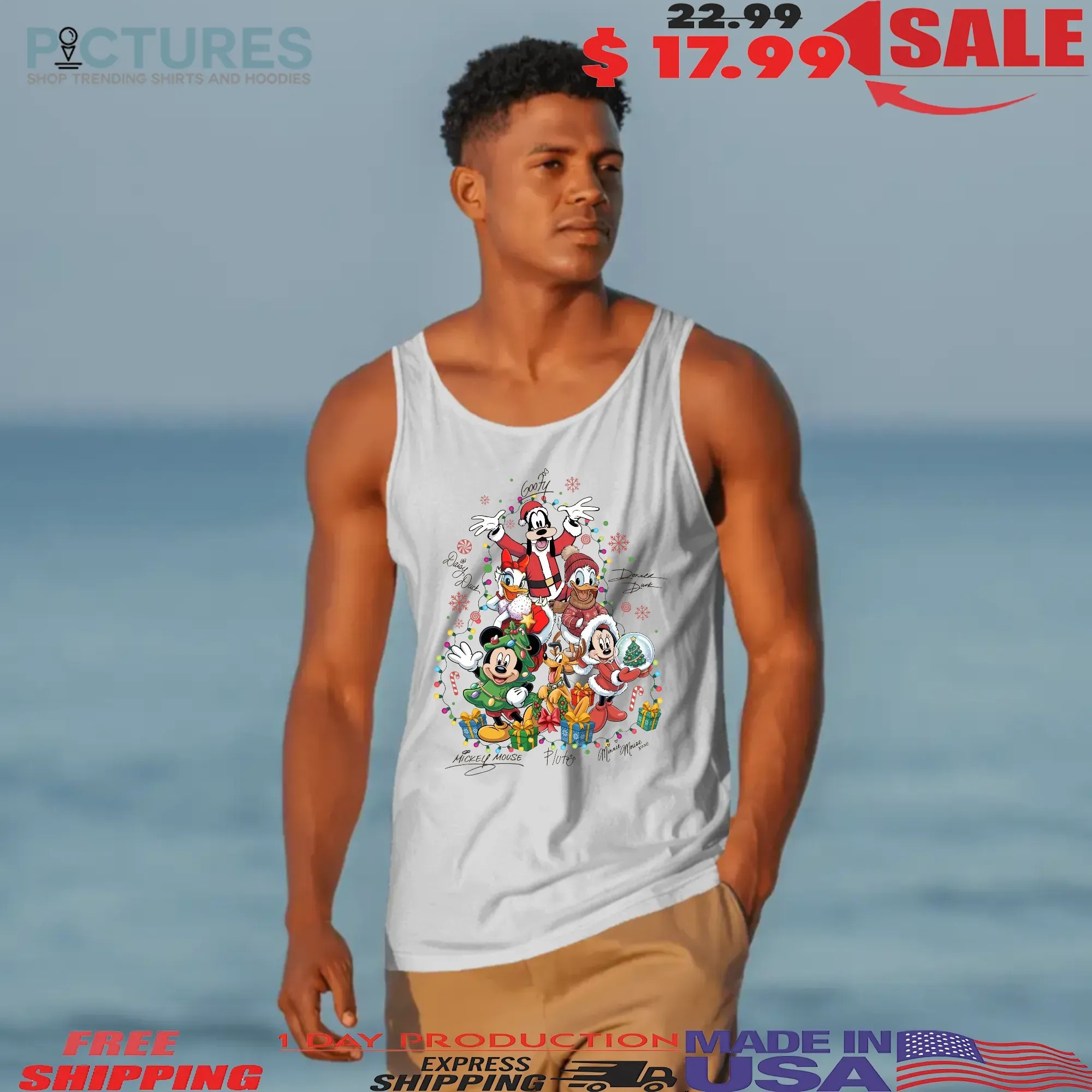 Mickey and Friends Goofy Daisy Duck Donald Duck Pluto Minnie Mouse Christmas Tree T Shirt Mickey and Friends Goofy Daisy Duck Donald Duck Pluto Minnie Mouse Christmas Tree T Shirt