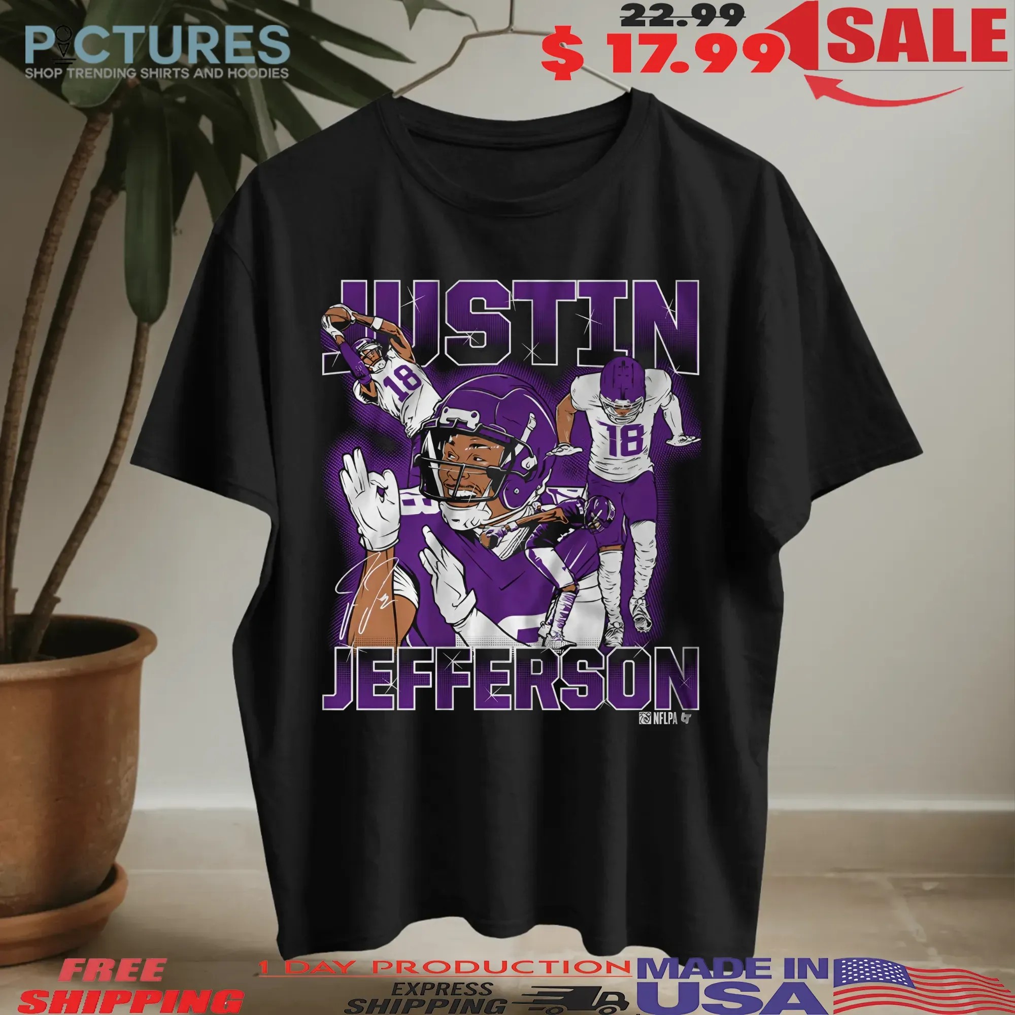 Minnesota Vikings Justin Jefferson Masterpiece Vintage Bootleg Graphic T Shirt