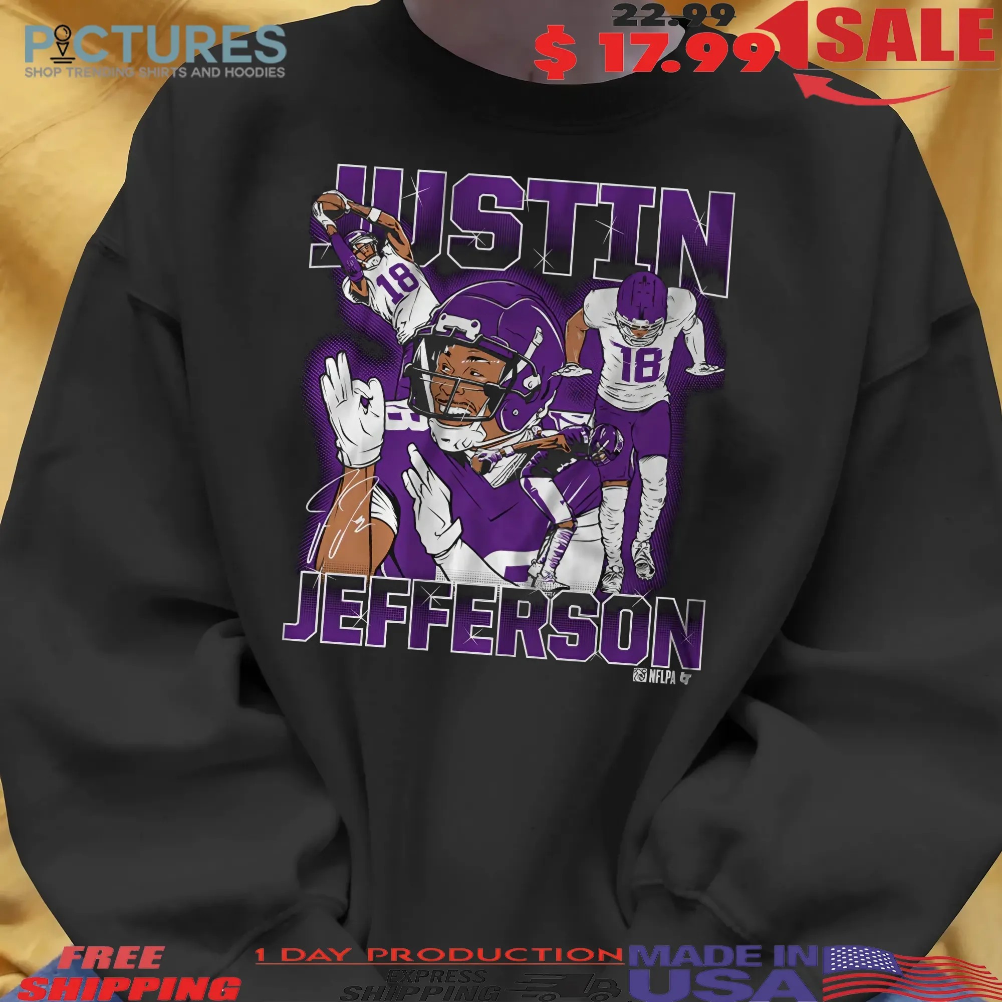 Minnesota Vikings Justin Jefferson Masterpiece Vintage Bootleg Graphic T Shirt