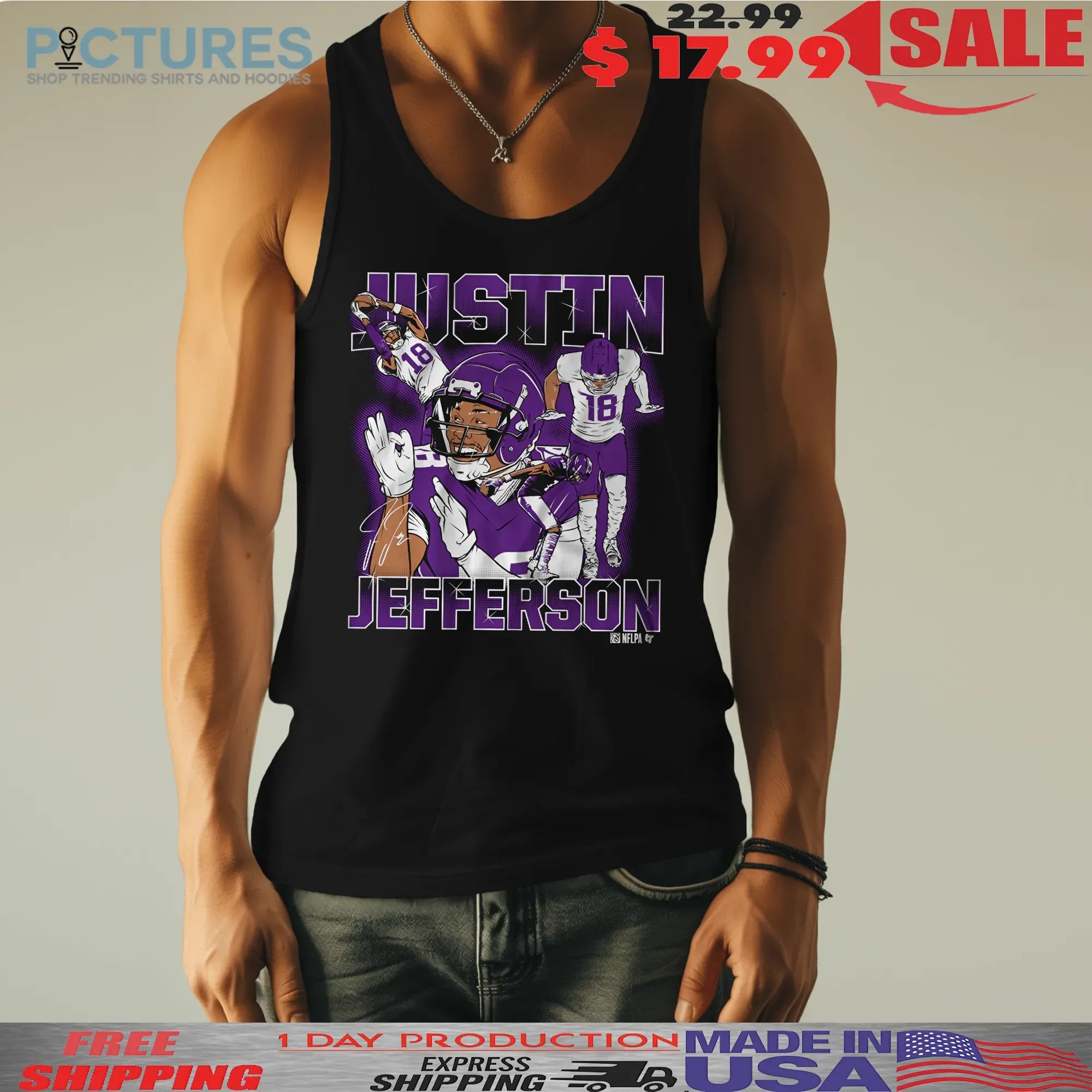 Minnesota Vikings Justin Jefferson Masterpiece Vintage Bootleg Graphic T Shirt