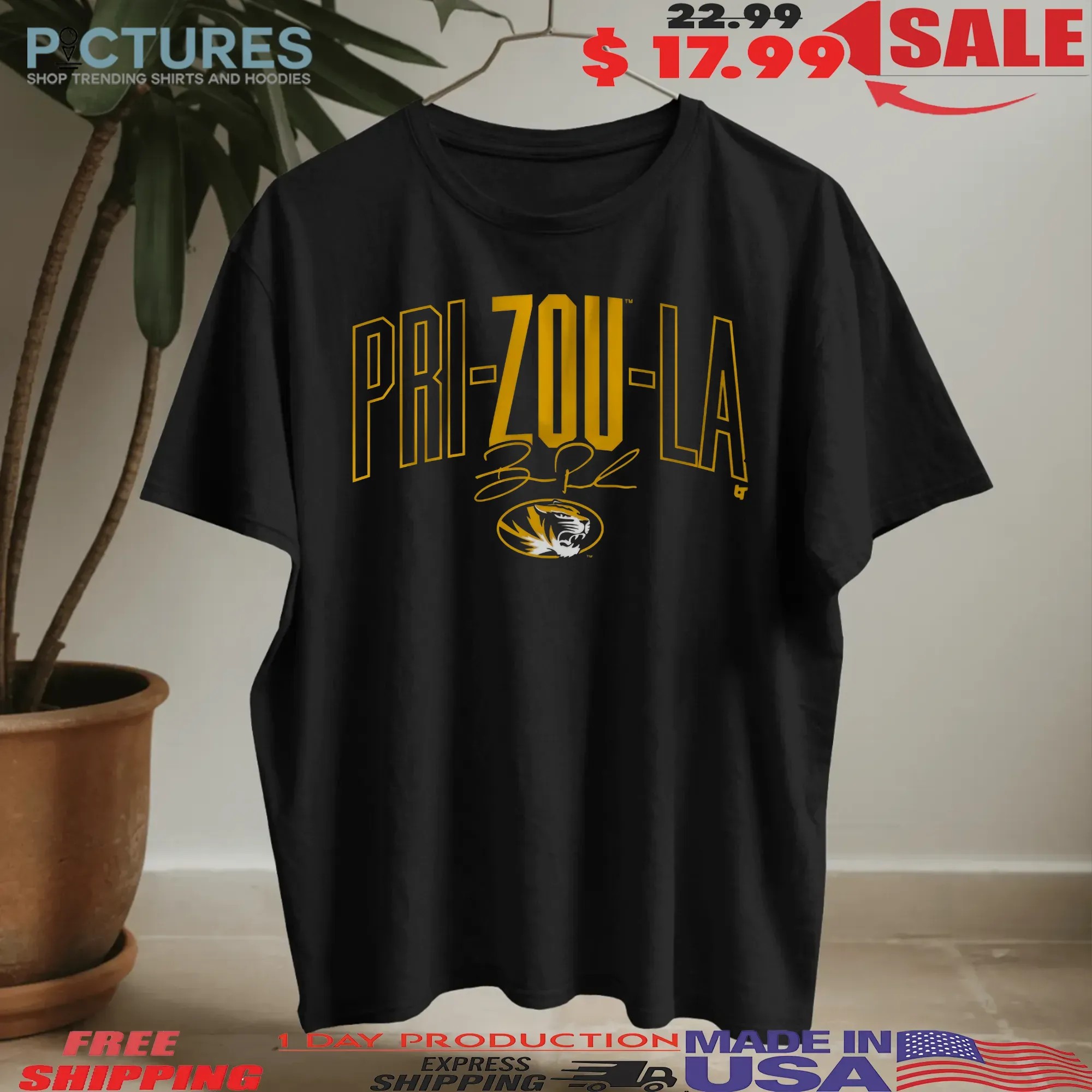 Missouri Football Beau Pribula Pri-zou-la Graphic T Shirt