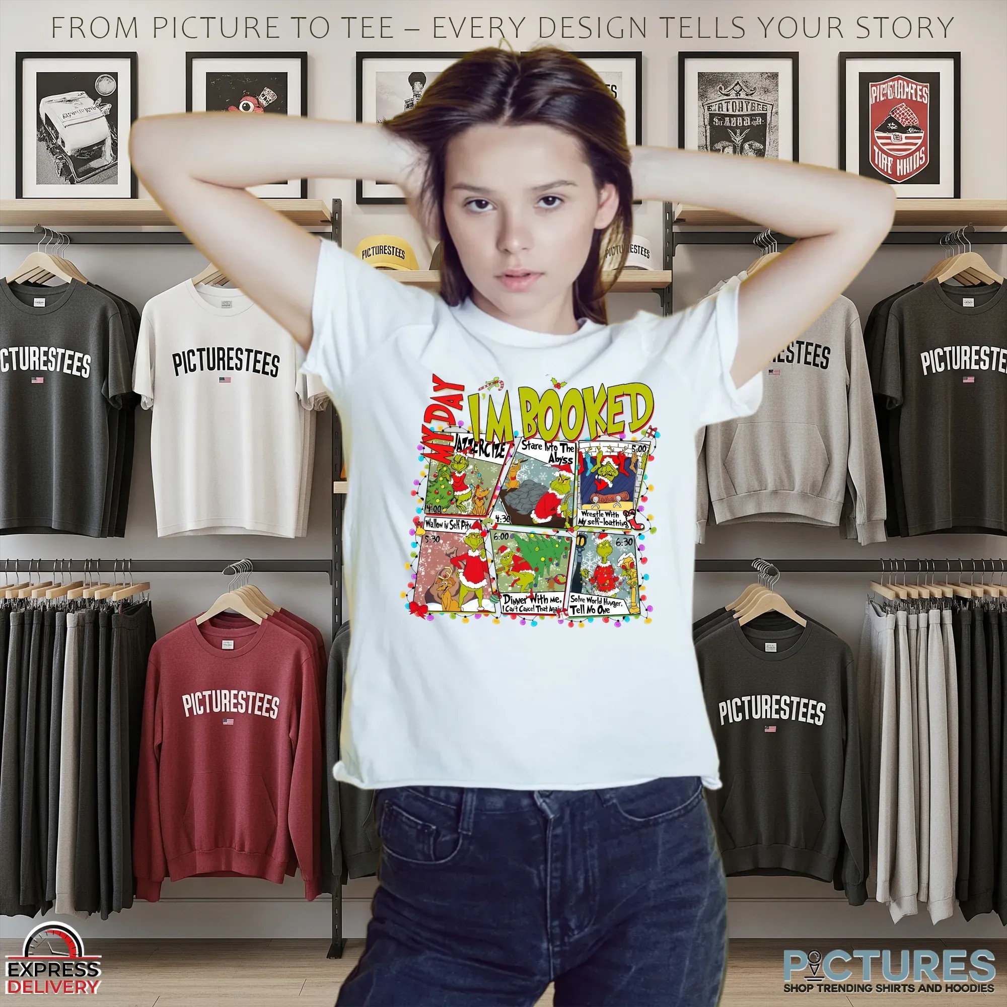 My Day Im Booked Green Guy Schedule Grinch T Shirt