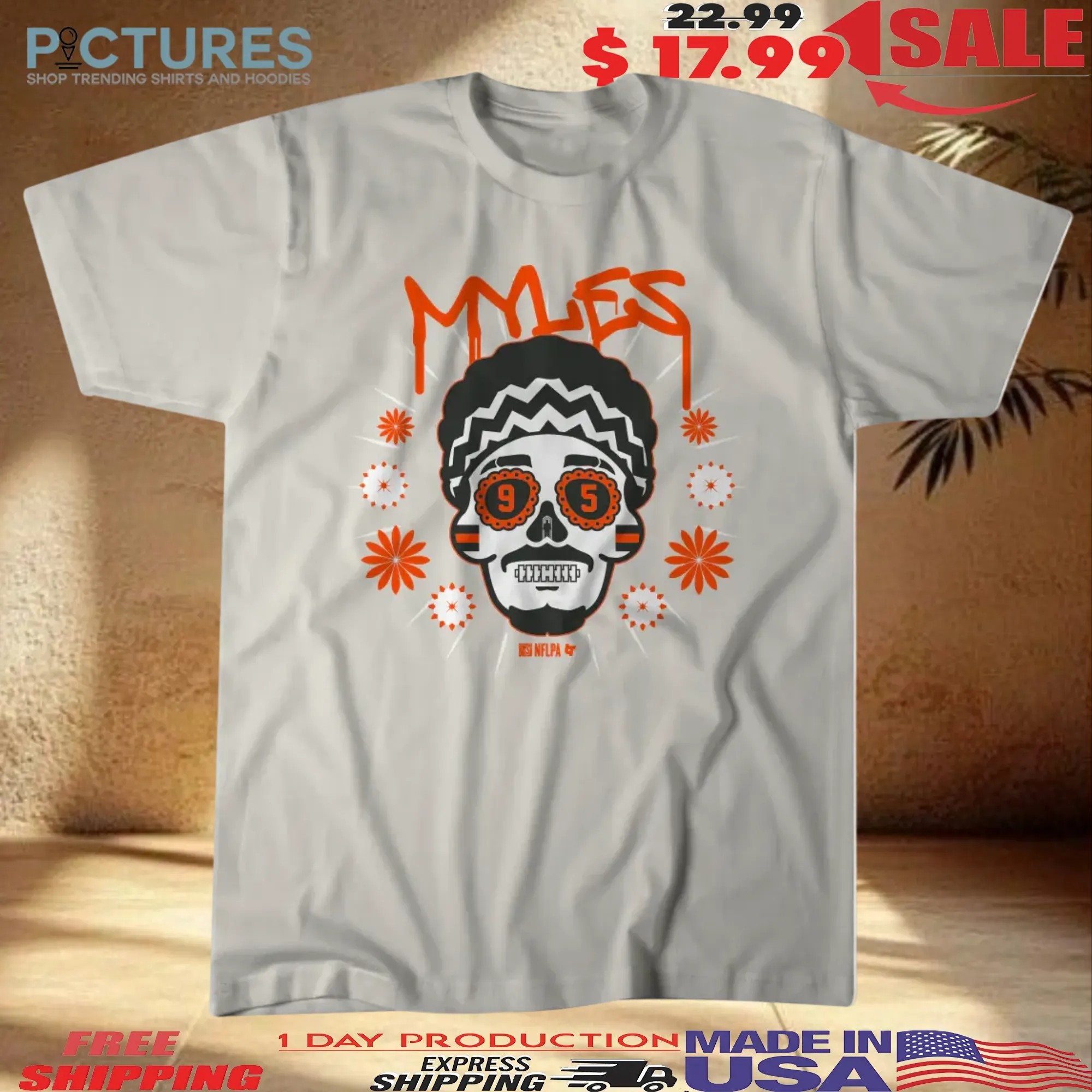 Myles Garrett Cleveland Browns Sugar Skull Remix Football Halloween T Shirt