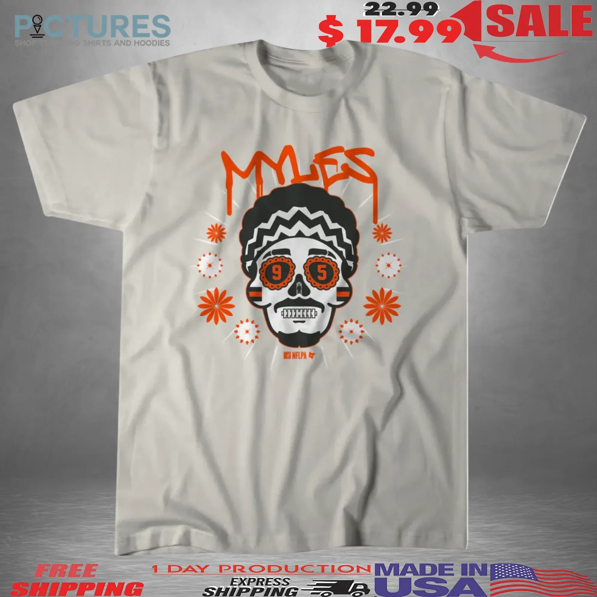 Myles Garrett Cleveland Browns Sugar Skull Remix Football Halloween T Shirt