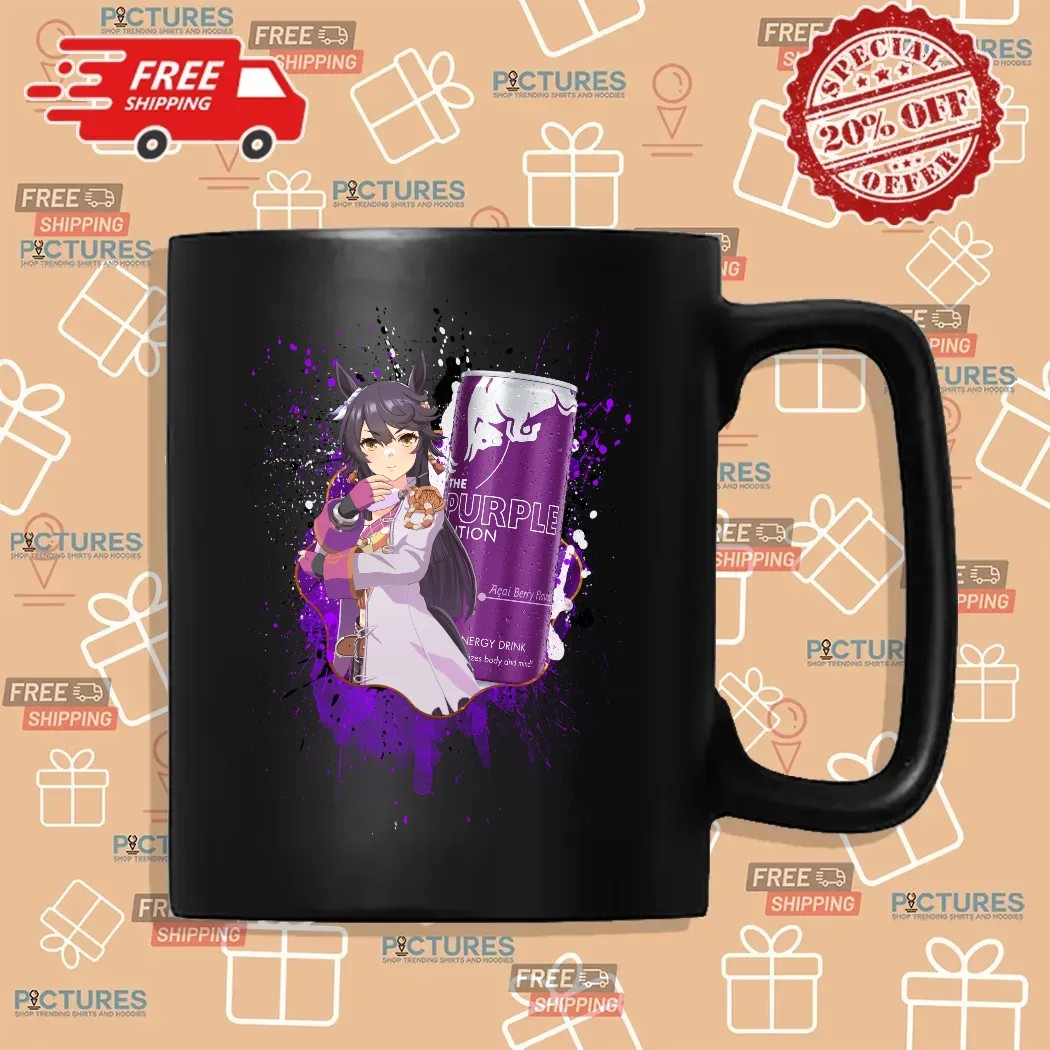 Narita Brian Uma Musume Pretty Derby Red Bull The Purple Edition Acai Berry Flavour Energy Drink Anime Mashup T Shirt
