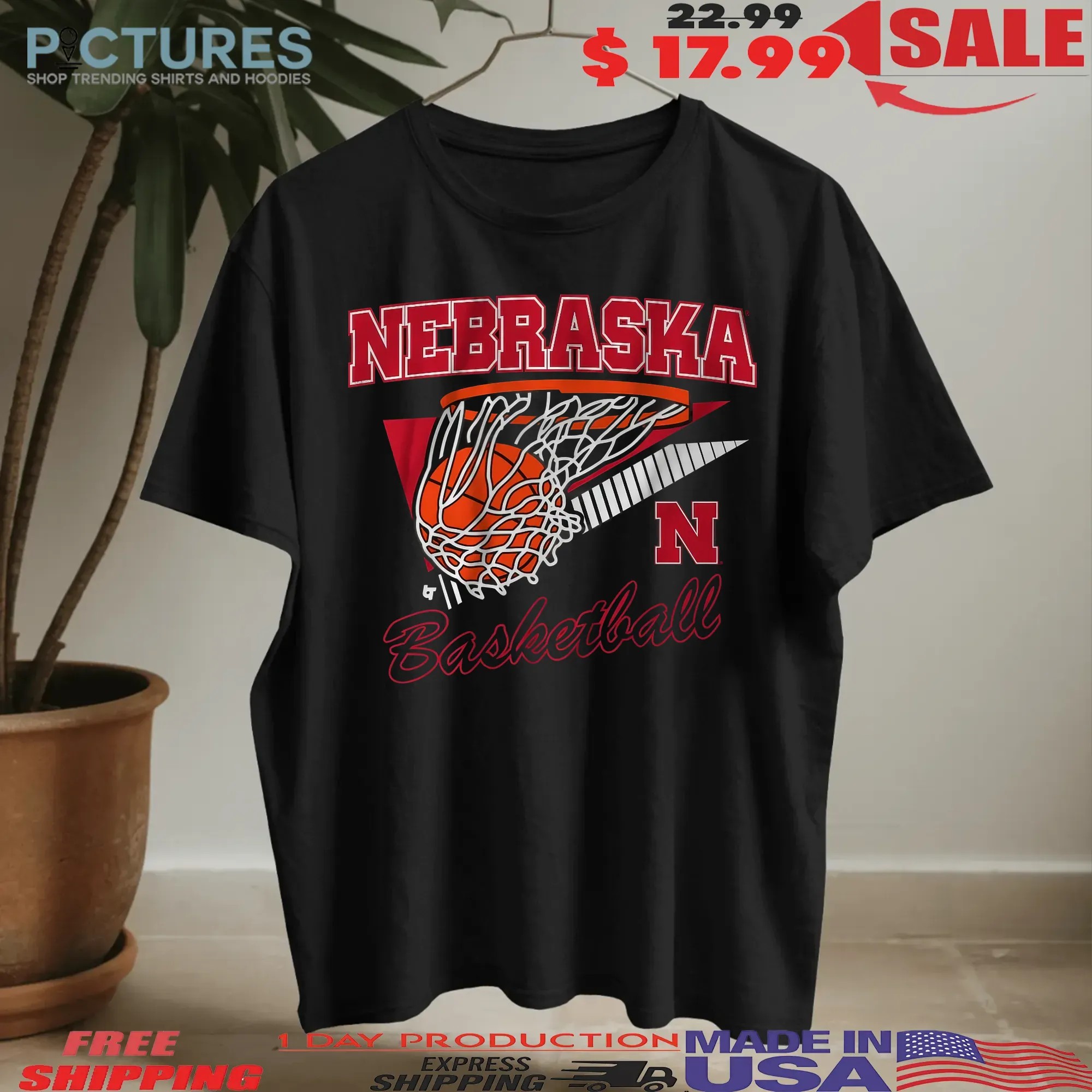 Nebraska Cornhuskers Basketball Retro Swish T Shirt