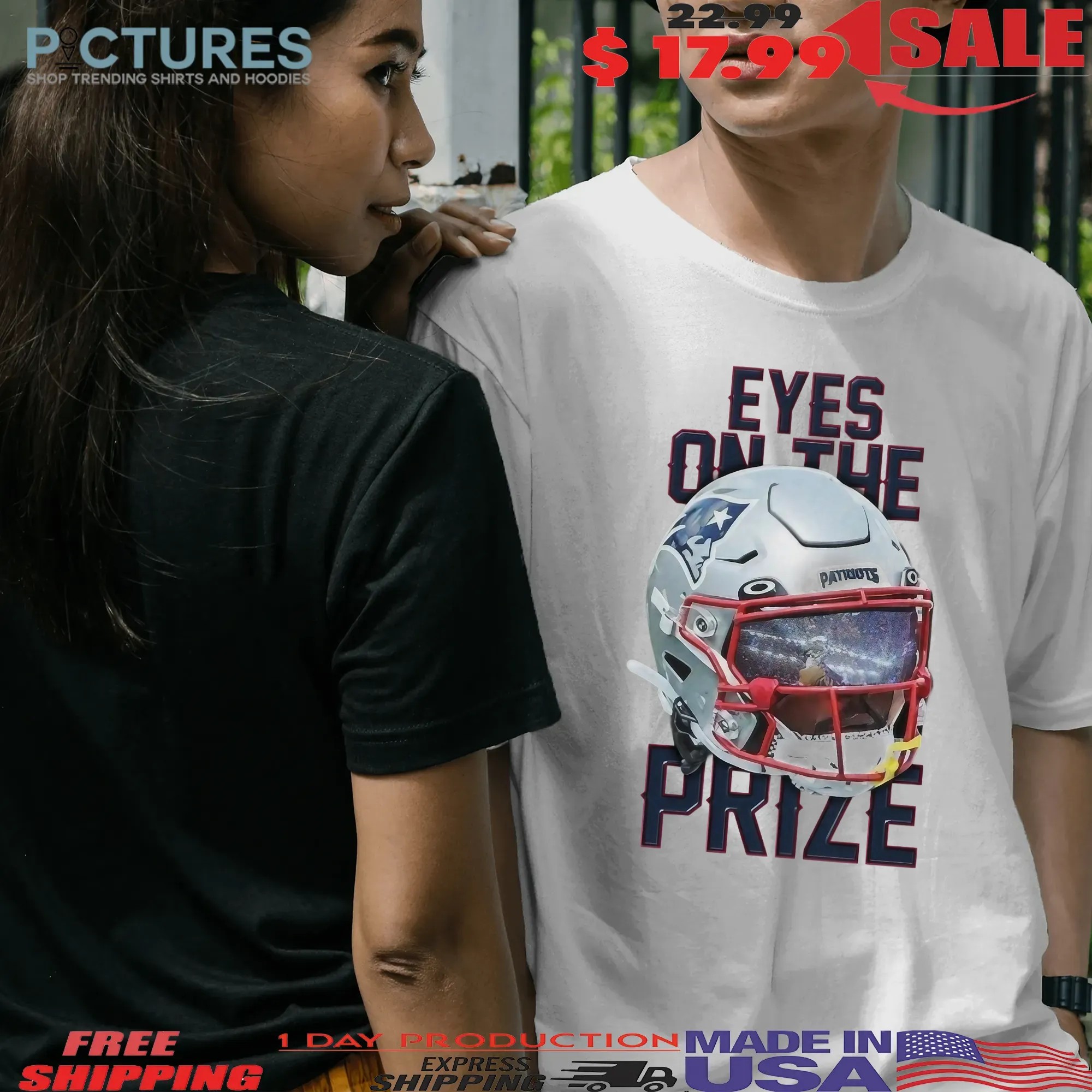 New England Patriots Diggs Eyes On The Prize Helmet T Shirt