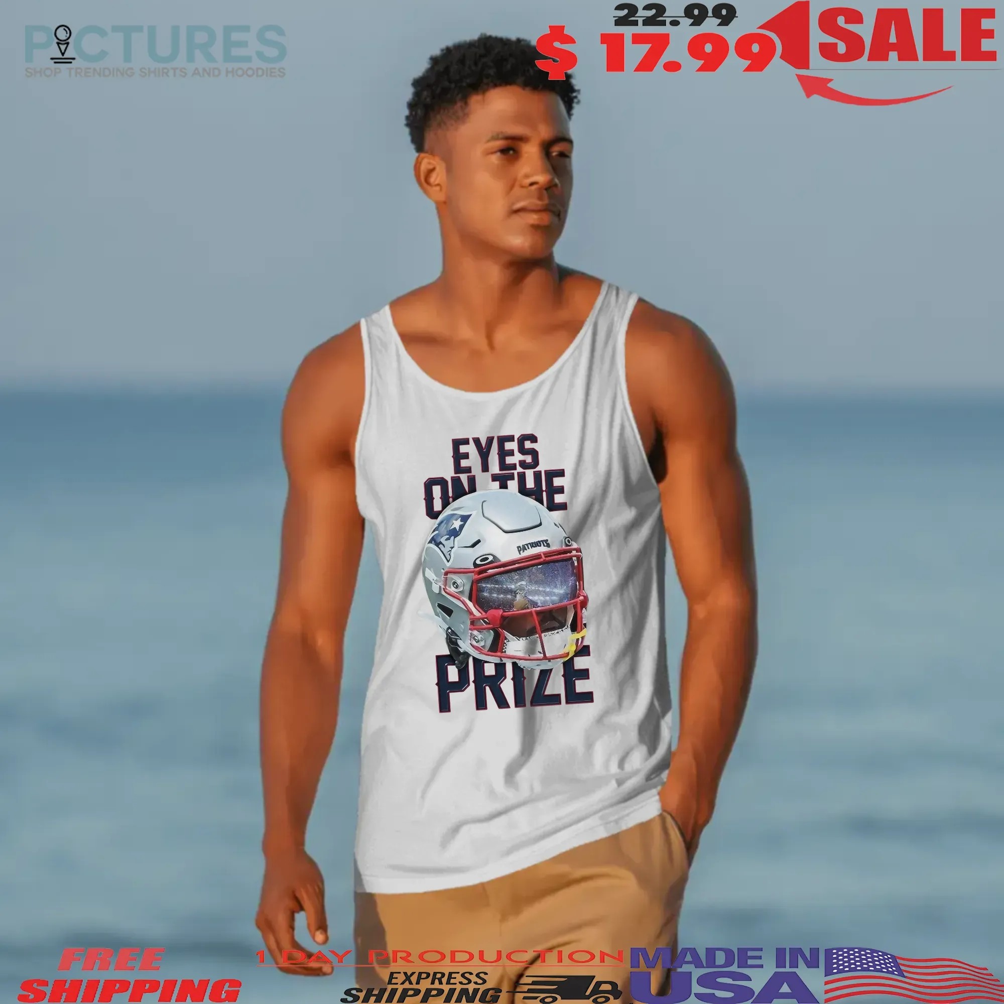 New England Patriots Diggs Eyes On The Prize Helmet T Shirt