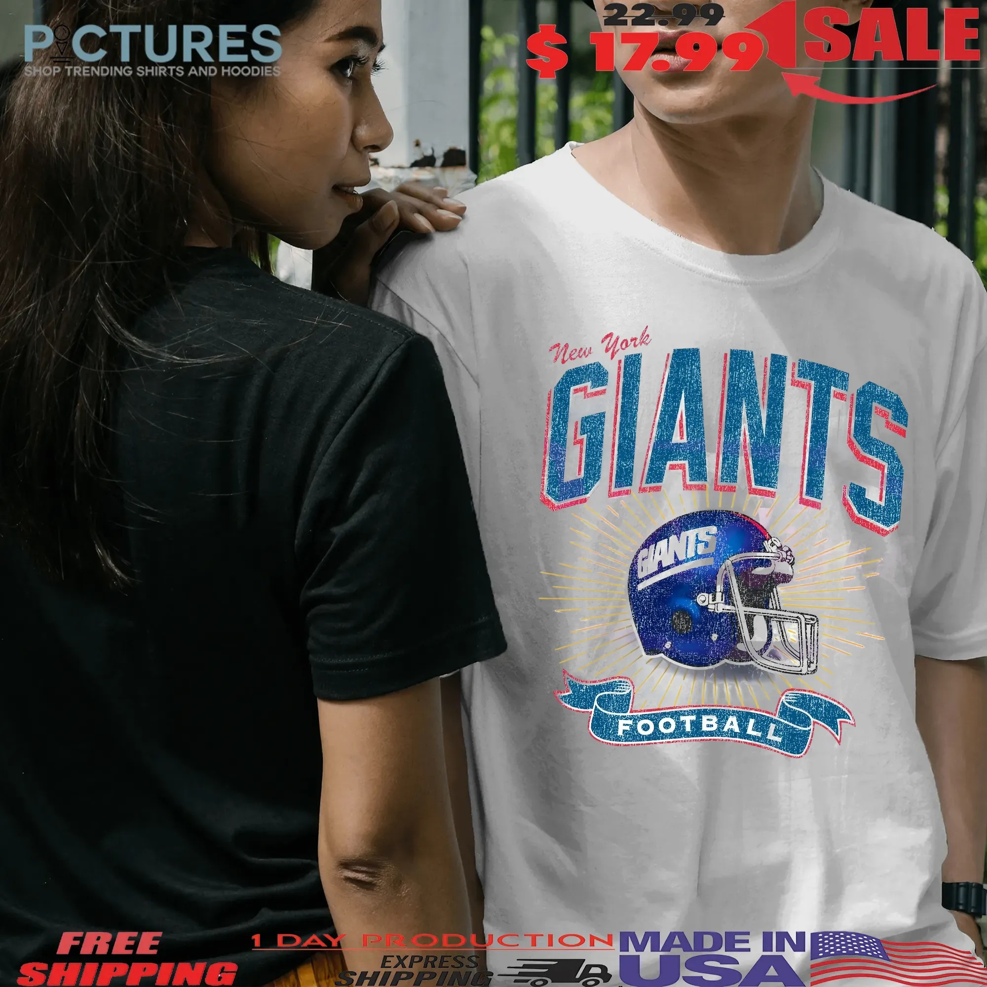 New York Giants Historic Prime Football Helmet Vintage T Shirt
