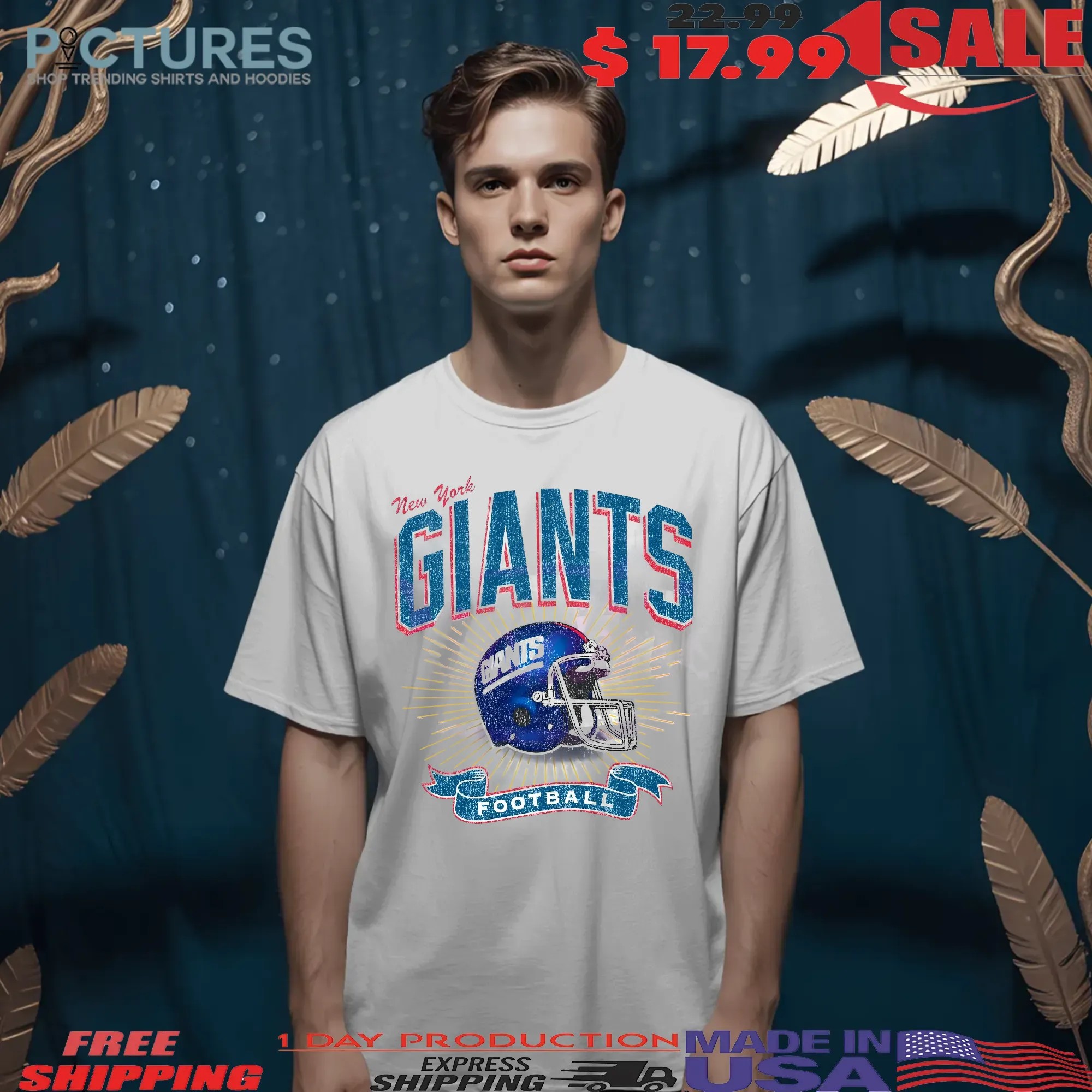 New York Giants Historic Prime Football Helmet Vintage T Shirt