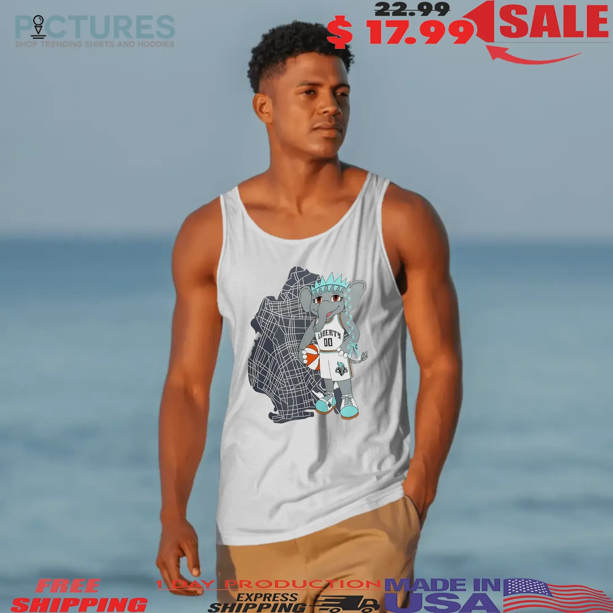 New York Liberty Ellie The Elephant Mascot Borough T Shirt