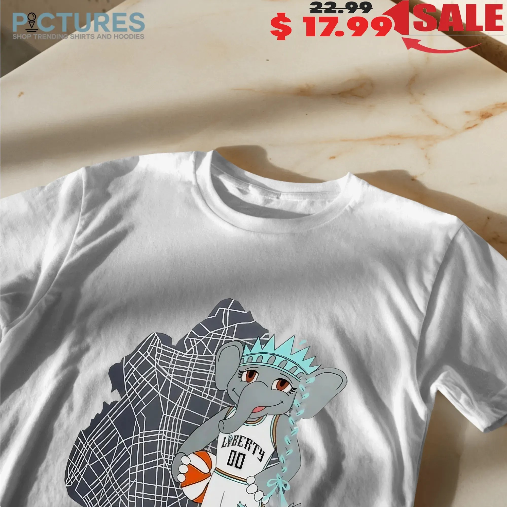 New York Liberty Ellie The Elephant Mascot Borough T Shirt
