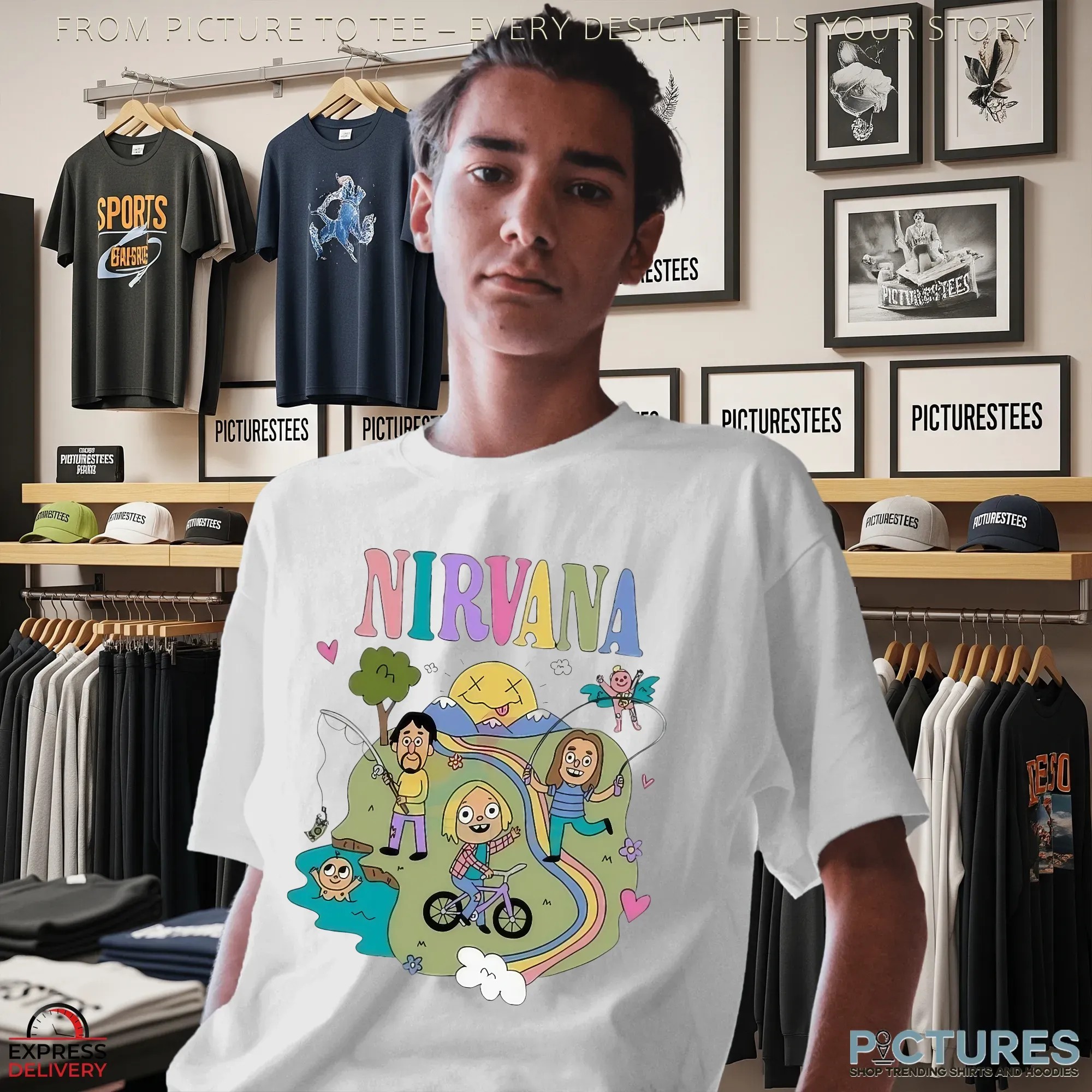 Nirvana Colorful Themed Childlike T Shirt