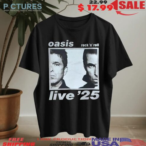 Oasis Rock 'n' Roll Live'25 Half Faces T Shirt