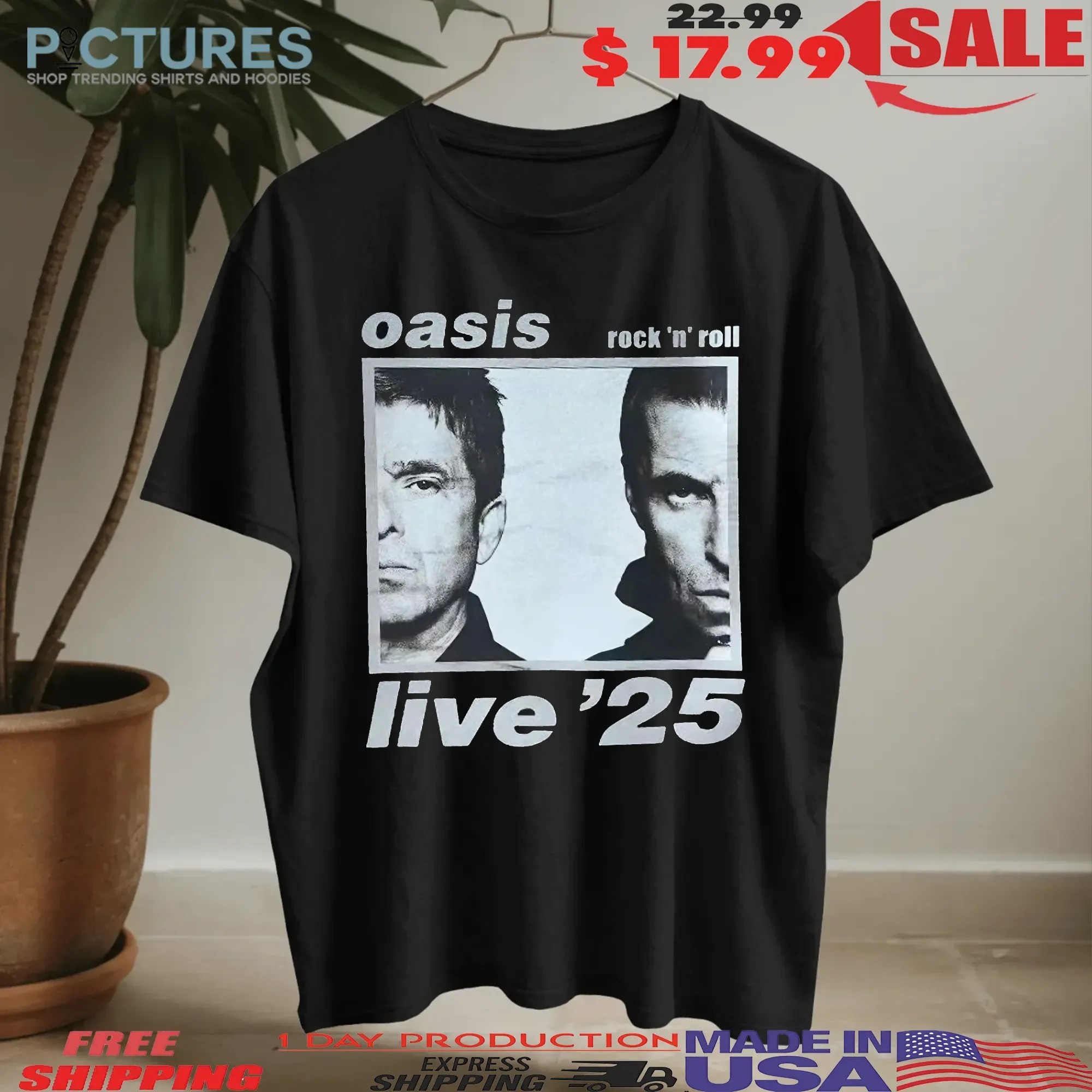 Oasis Rock 'n' Roll Live'25 Half Faces T Shirt