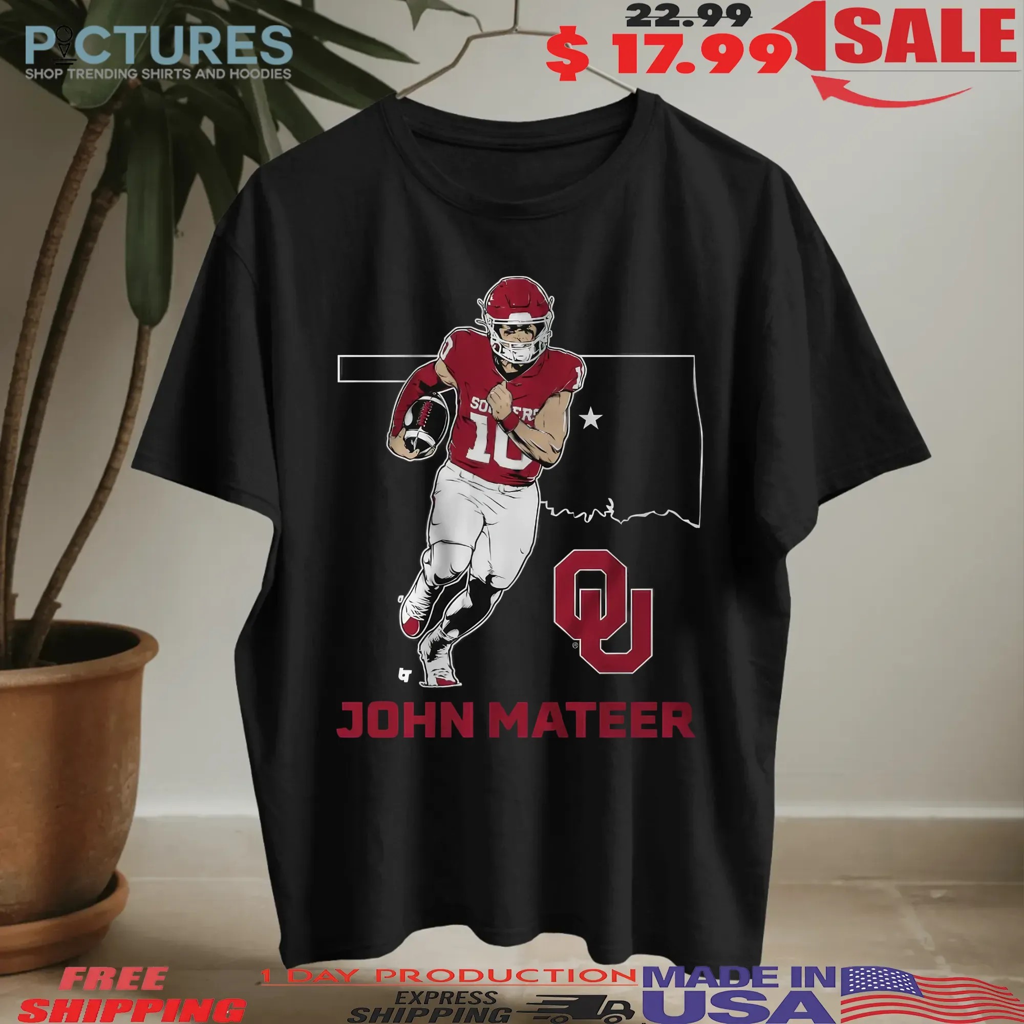 Oklahoma Football John Mateer State Star Graphic T Shirt