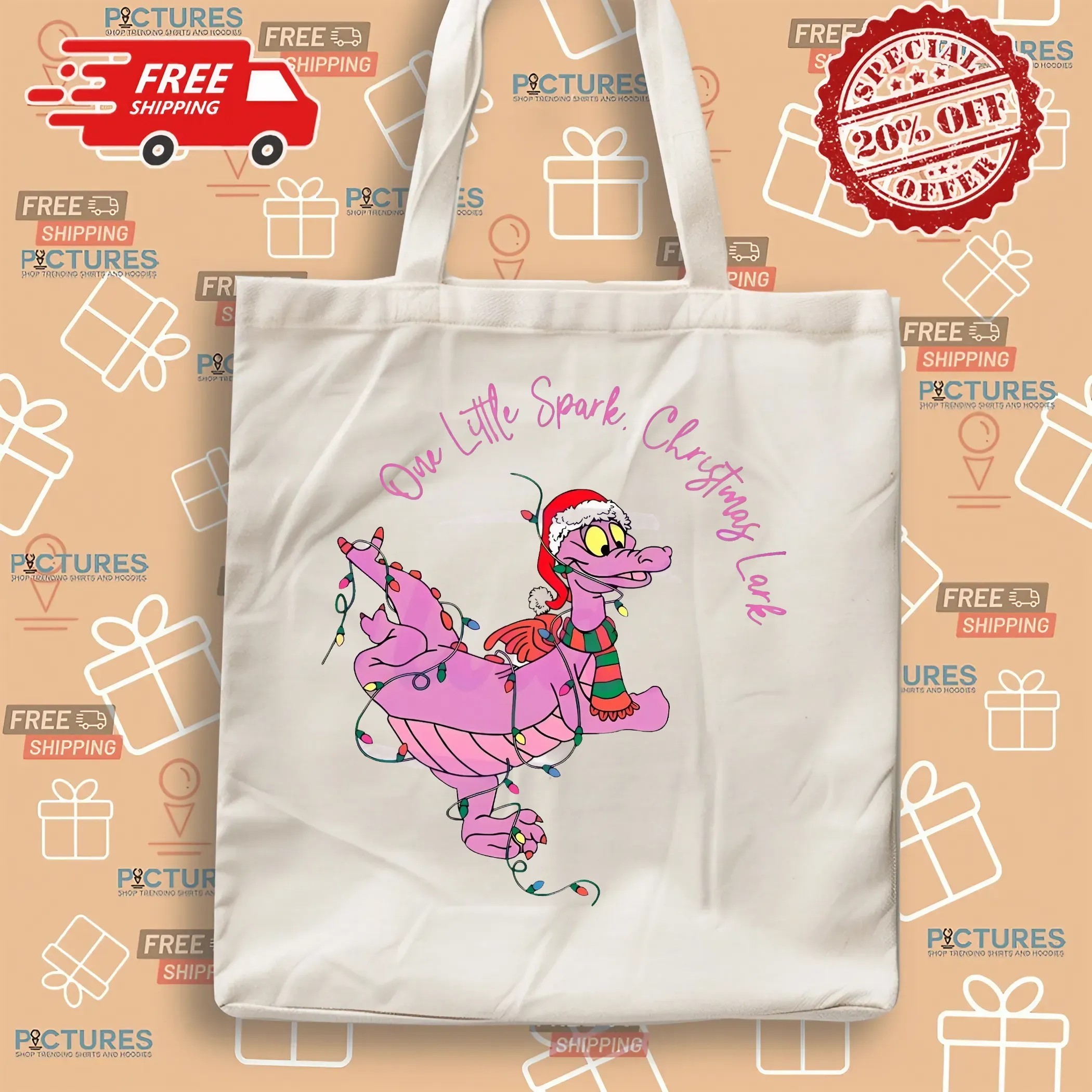 One Little Spark Figment Disney Epcot Purple Dragon Christmas T Shirt