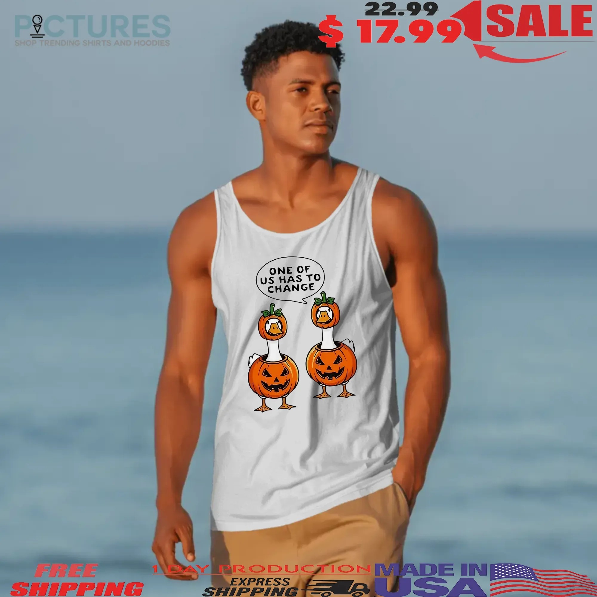 One Of Us Has To Change Geese Halloween Pumpkin Costume T Shirt