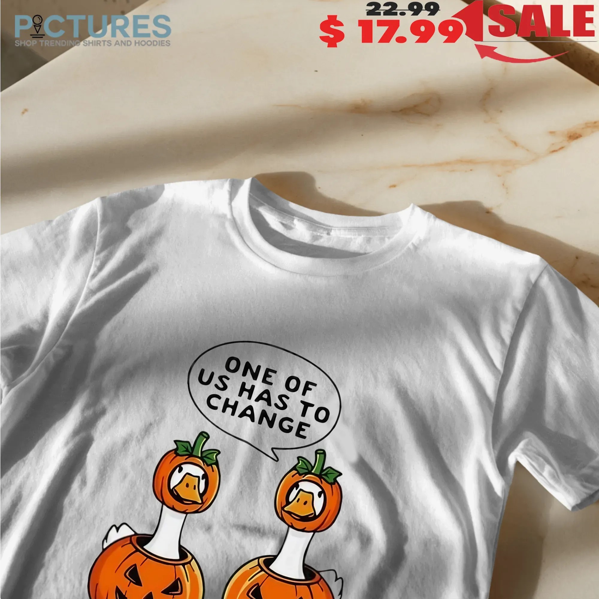 One Of Us Has To Change Geese Halloween Pumpkin Costume T Shirt