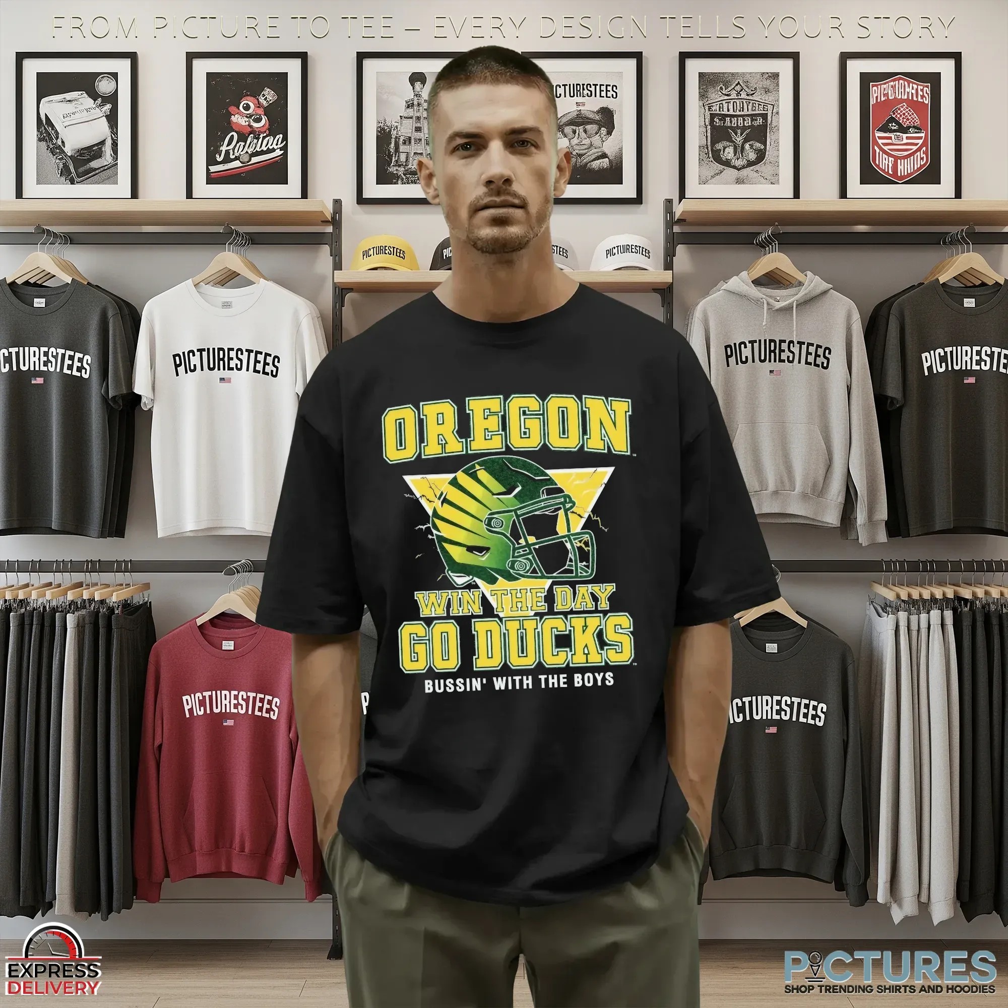 Oregon Ducks Win The Days Go Ducks Bussin' With The Boys Helmet T Shirt