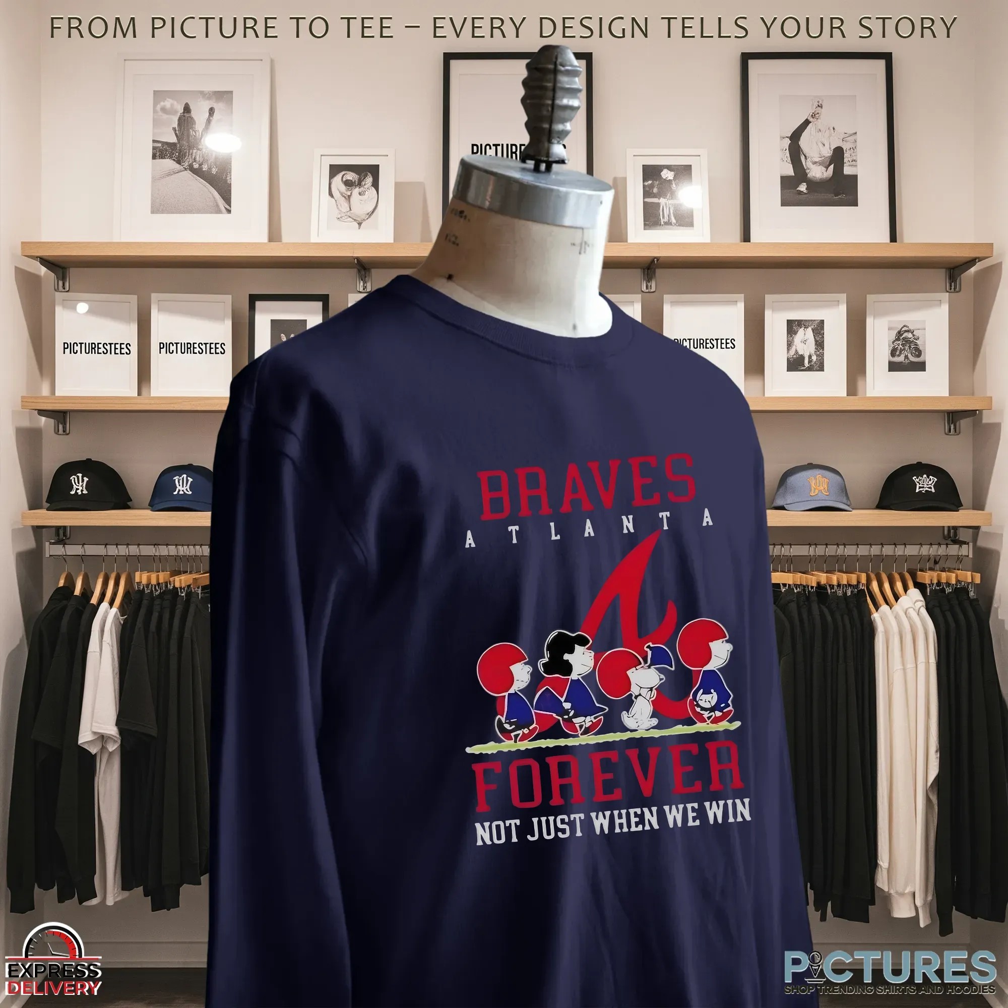 Peanuts Charlie Brown Snoopy Atlanta Braves Baseball Forever Not Just When We Win Parody T Shirt