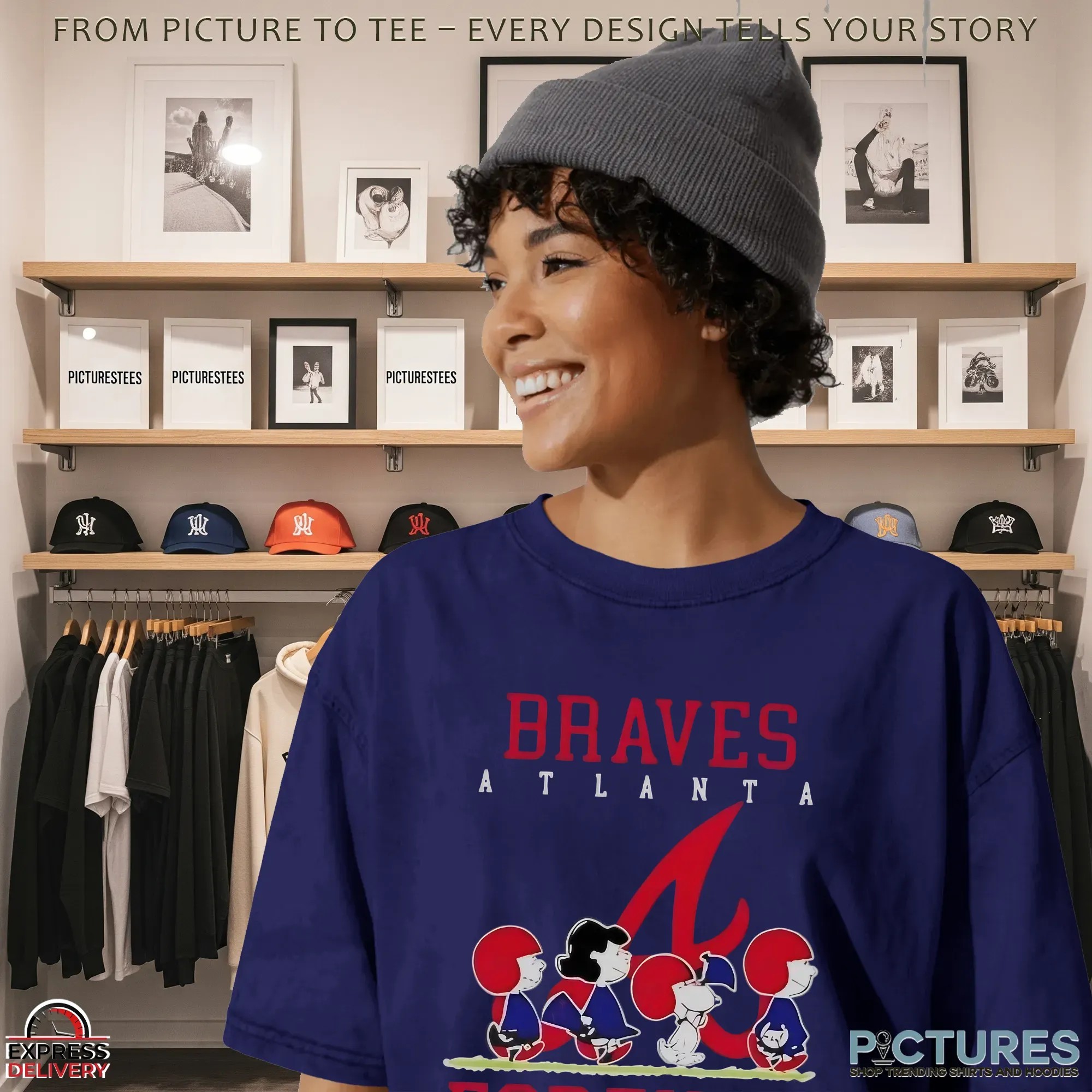 Peanuts Charlie Brown Snoopy Atlanta Braves Baseball Forever Not Just When We Win Parody T Shirt