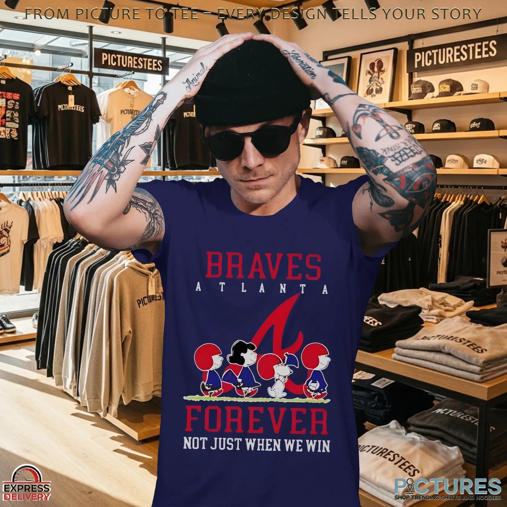 Peanuts Charlie Brown Snoopy Atlanta Braves Baseball Forever Not Just When We Win Parody T Shirt