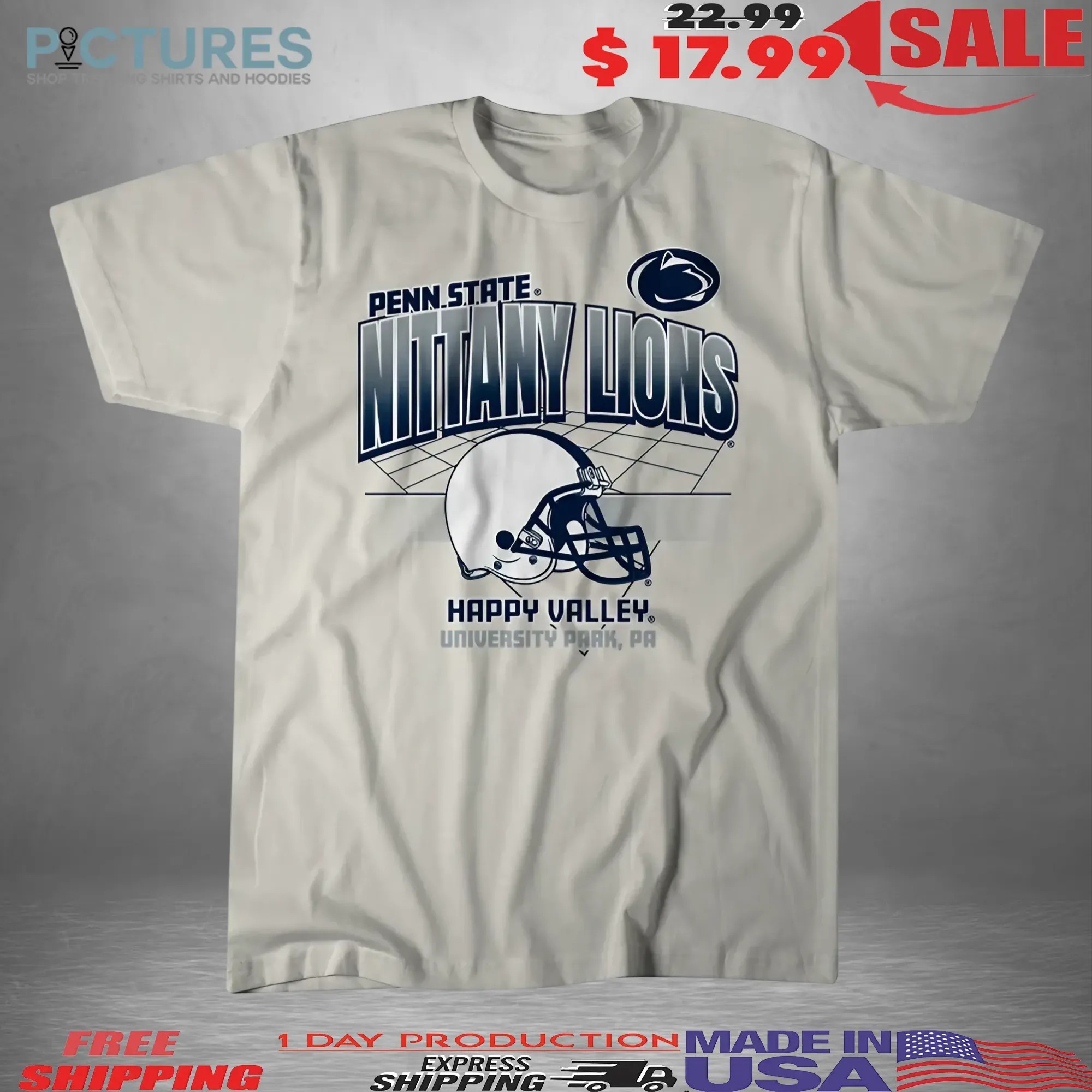 Penn State Football Happy Valley University Park PA Helmet Grid Vintage T Shirt