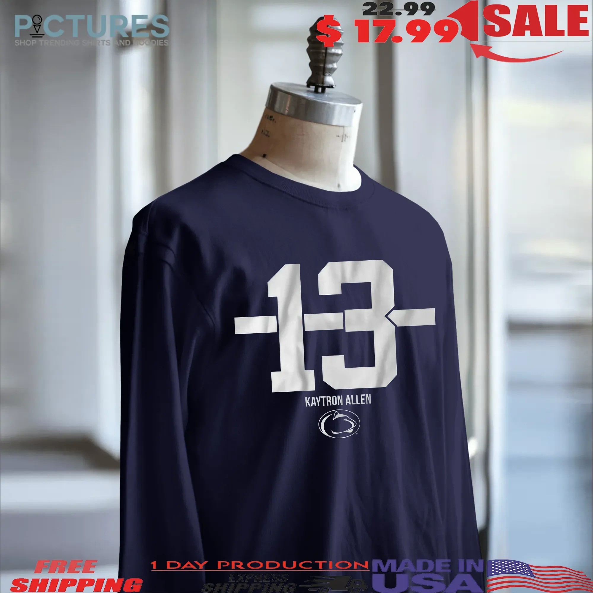 Penn State Nittany Lions Football Kaytron Allen 13 Stripe T Shirt