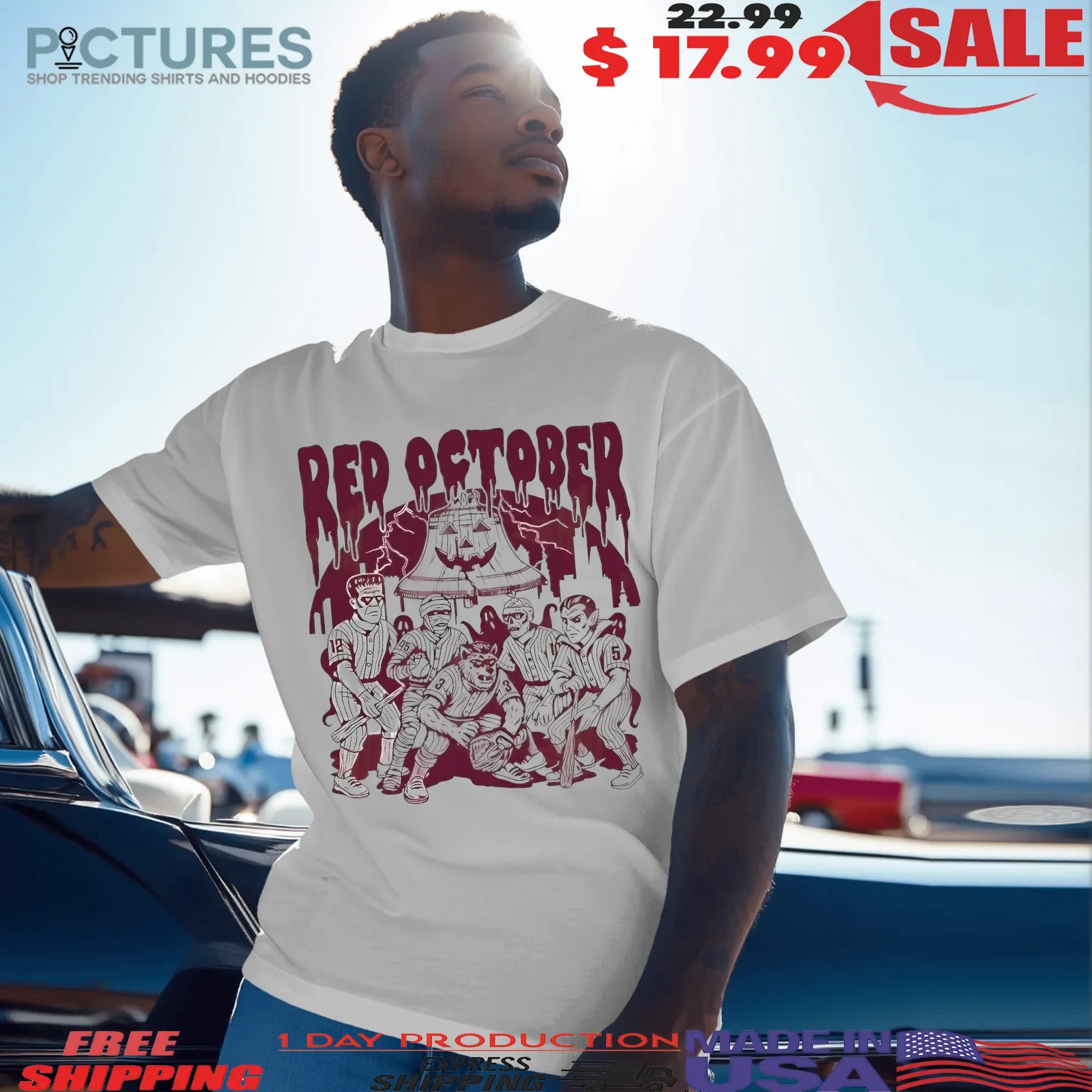 Philadelphia Phillies Baseball Phanatic Red October Hallowenn Characters T Shirt