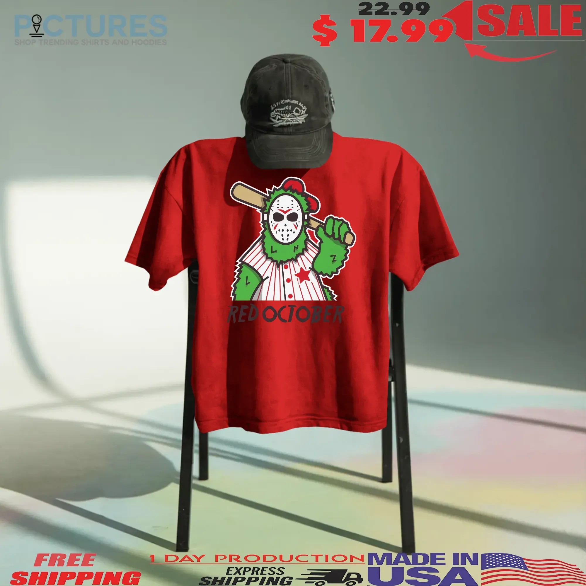 Philadelphia Phils Baseball Red October Phanatic Halloween Jason Parody T Shirt