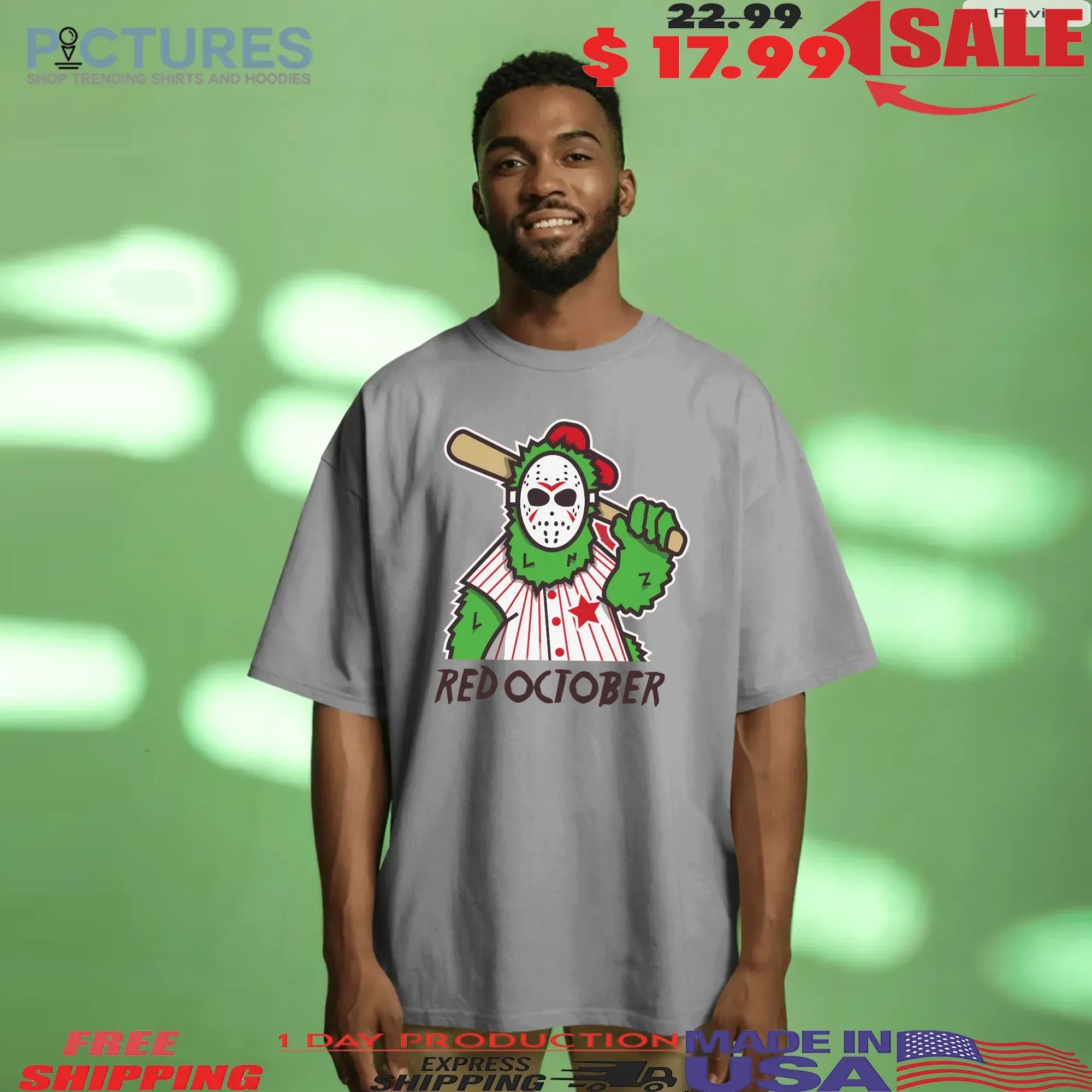 Philadelphia Phils Baseball Red October Phanatic Halloween Jason Parody T Shirt