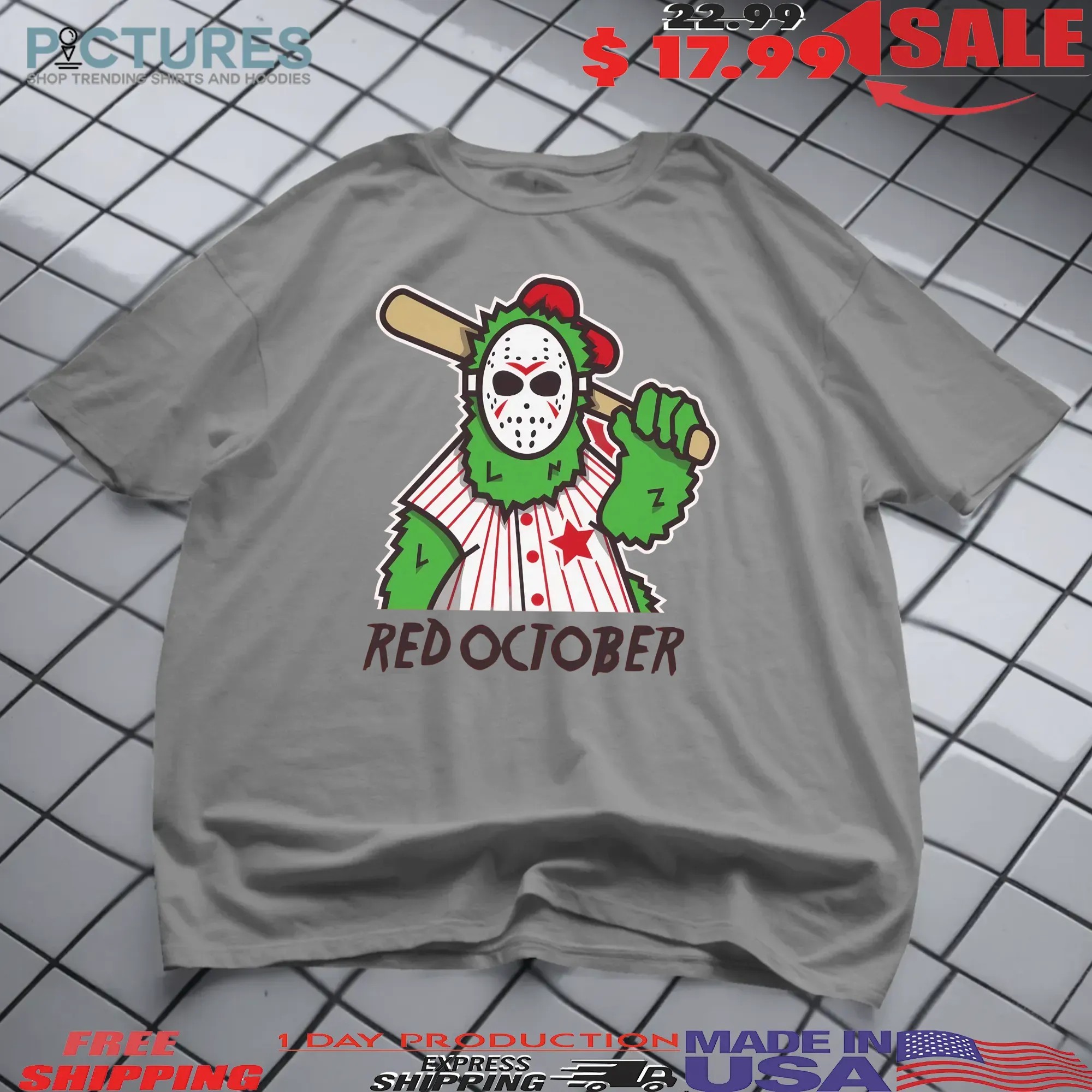Philadelphia Phils Baseball Red October Phanatic Halloween Jason Parody T Shirt