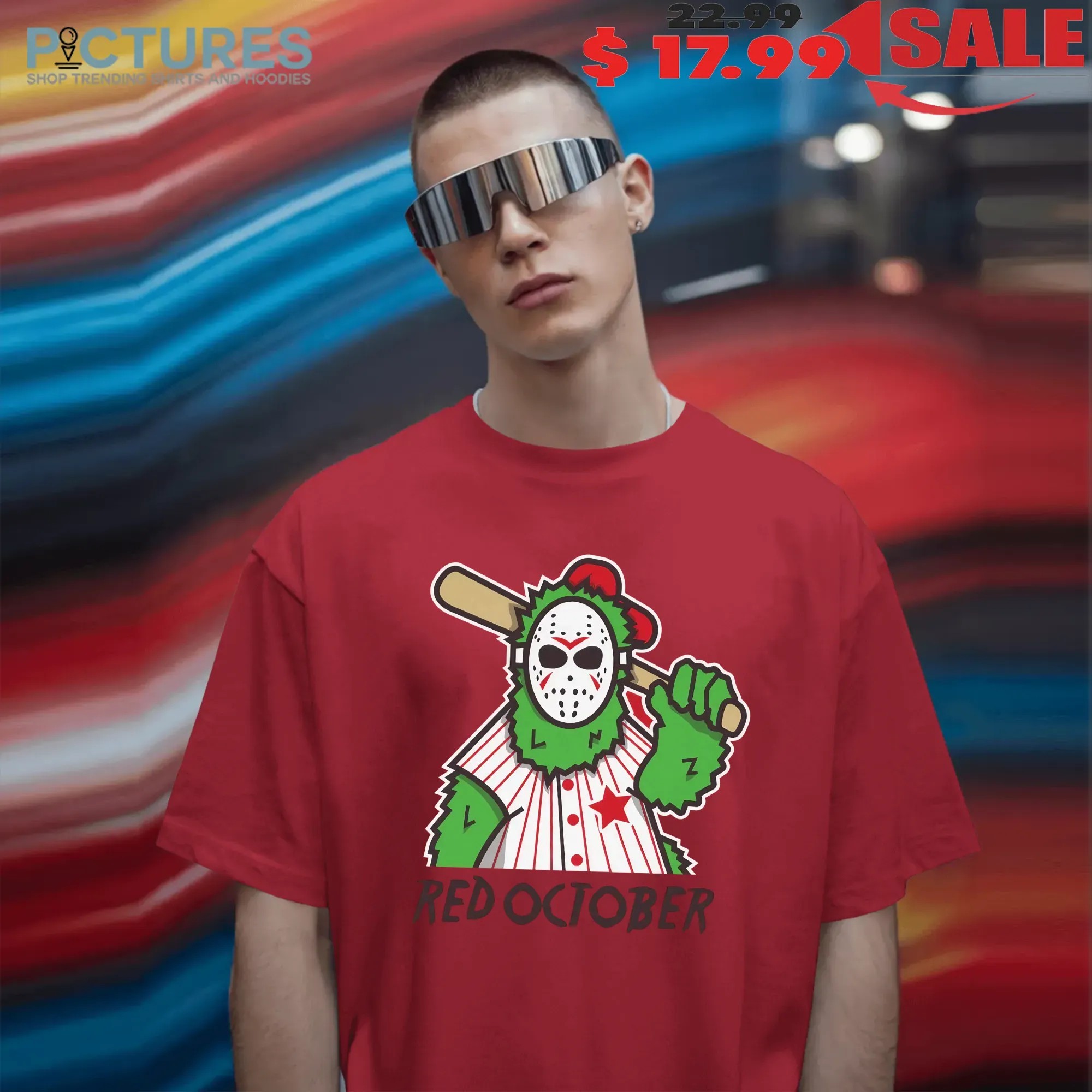 Philadelphia Phils Baseball Red October Phanatic Halloween Jason Parody T Shirt