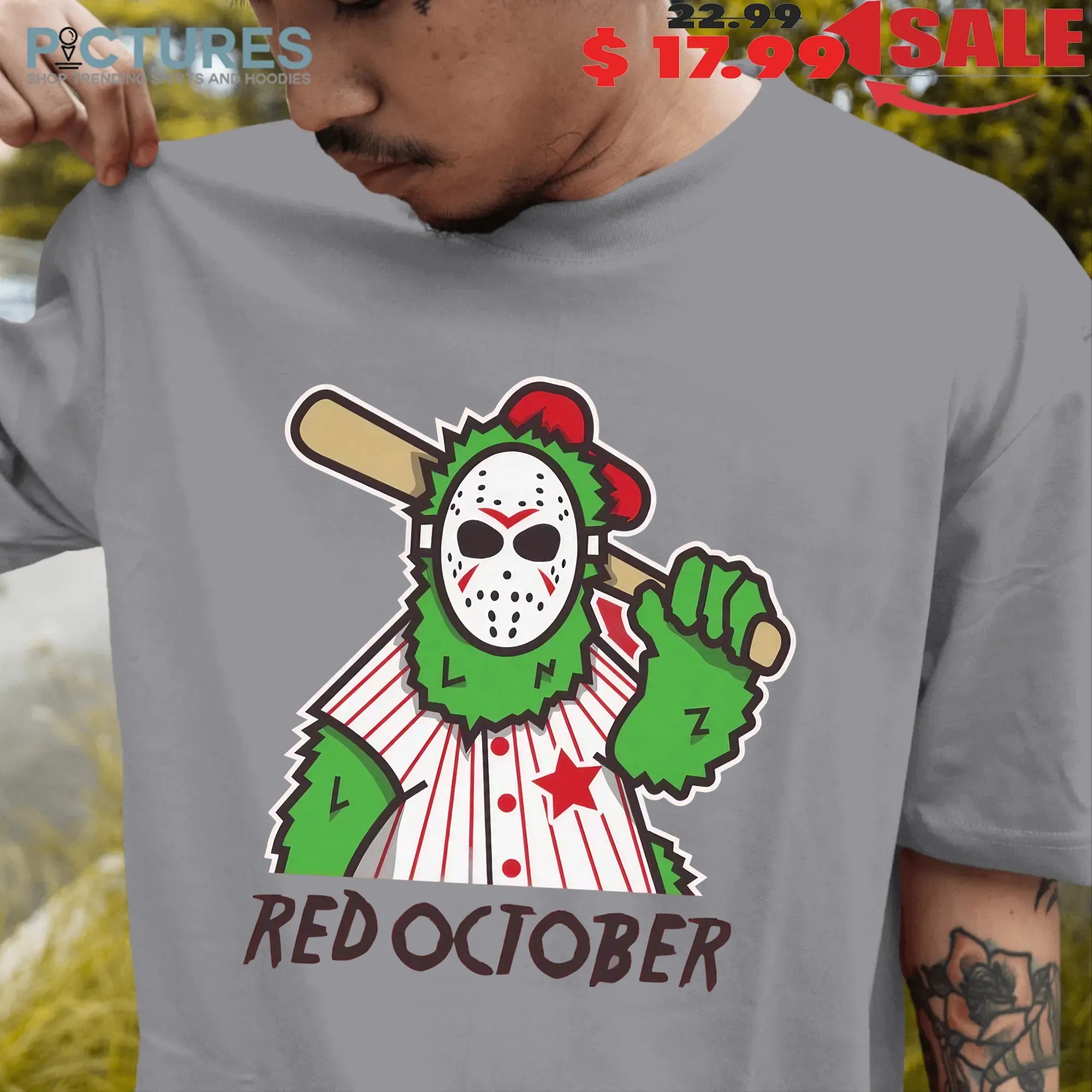 Philadelphia Phils Baseball Red October Phanatic Halloween Jason Parody T Shirt