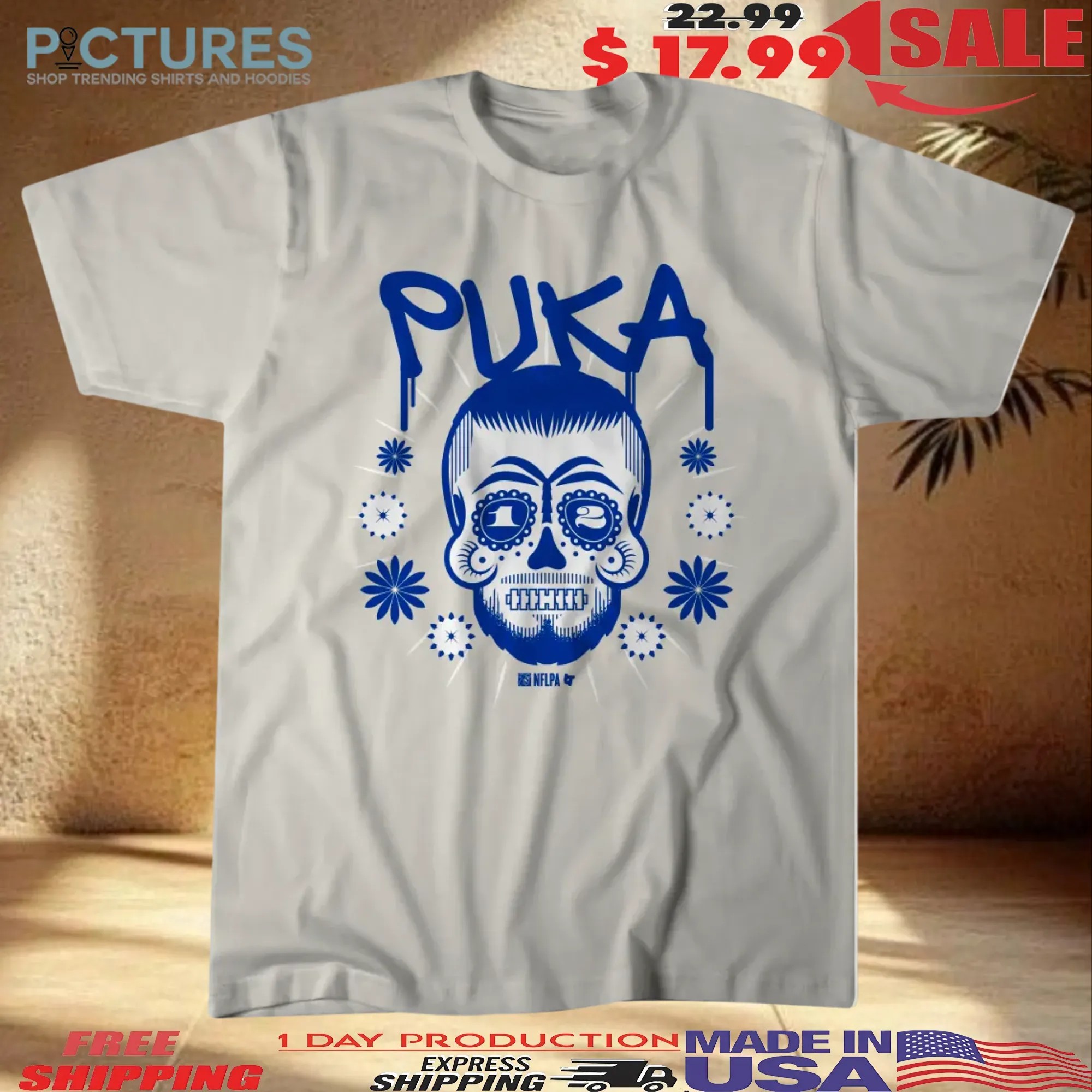 Puka Nacua Los Angeles Rams Sugar Skull Remix Halloween T Shirt