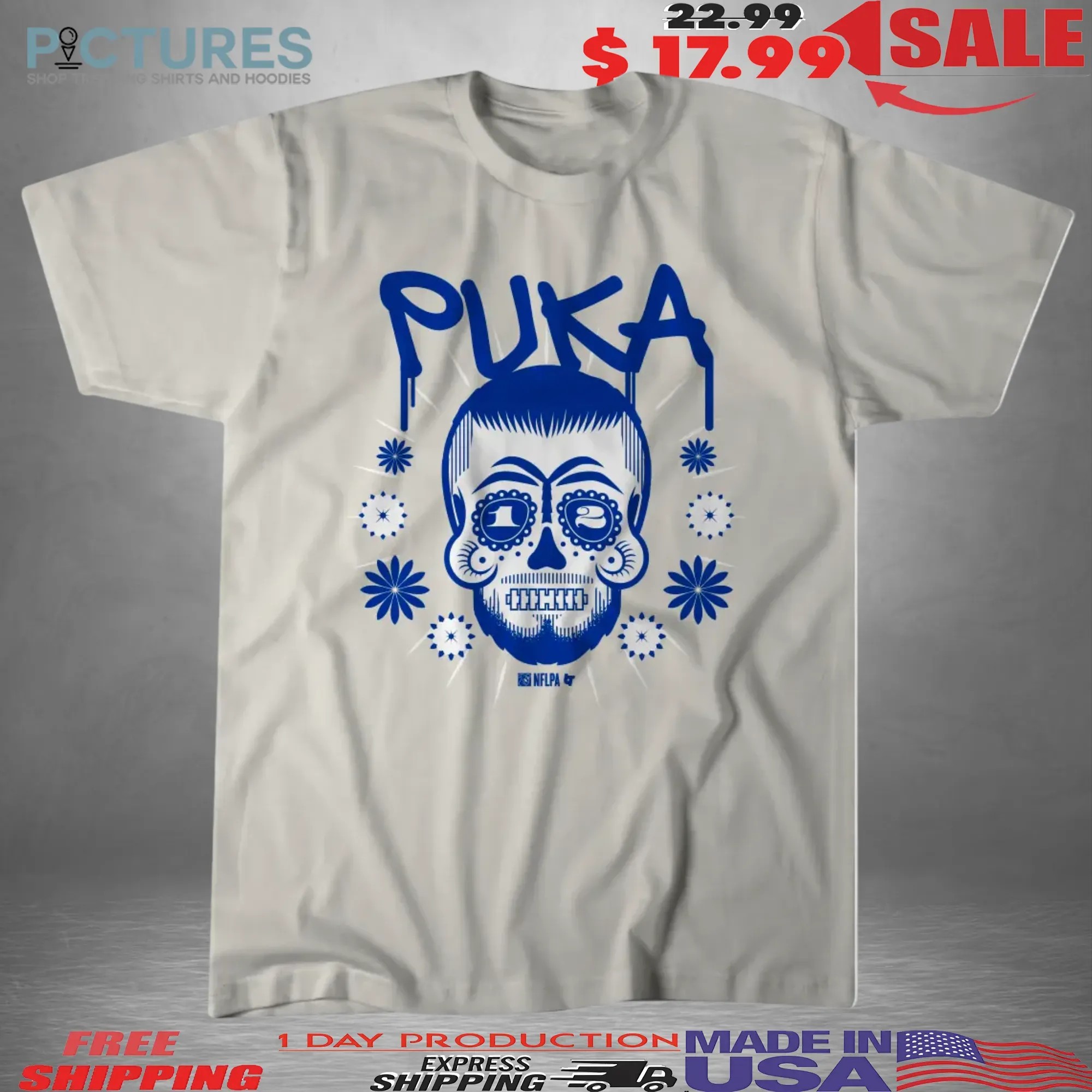 Puka Nacua Los Angeles Rams Sugar Skull Remix Halloween T Shirt
