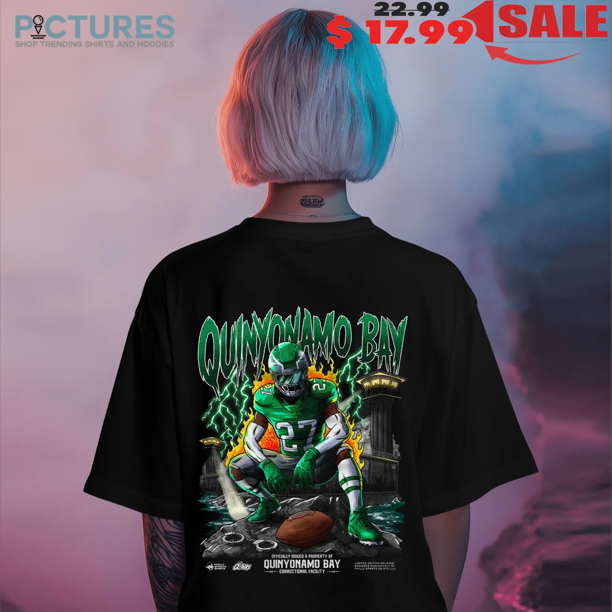 Quinyonamo Bay Correctional Facility Football Prison Lightning Player T Shirt
