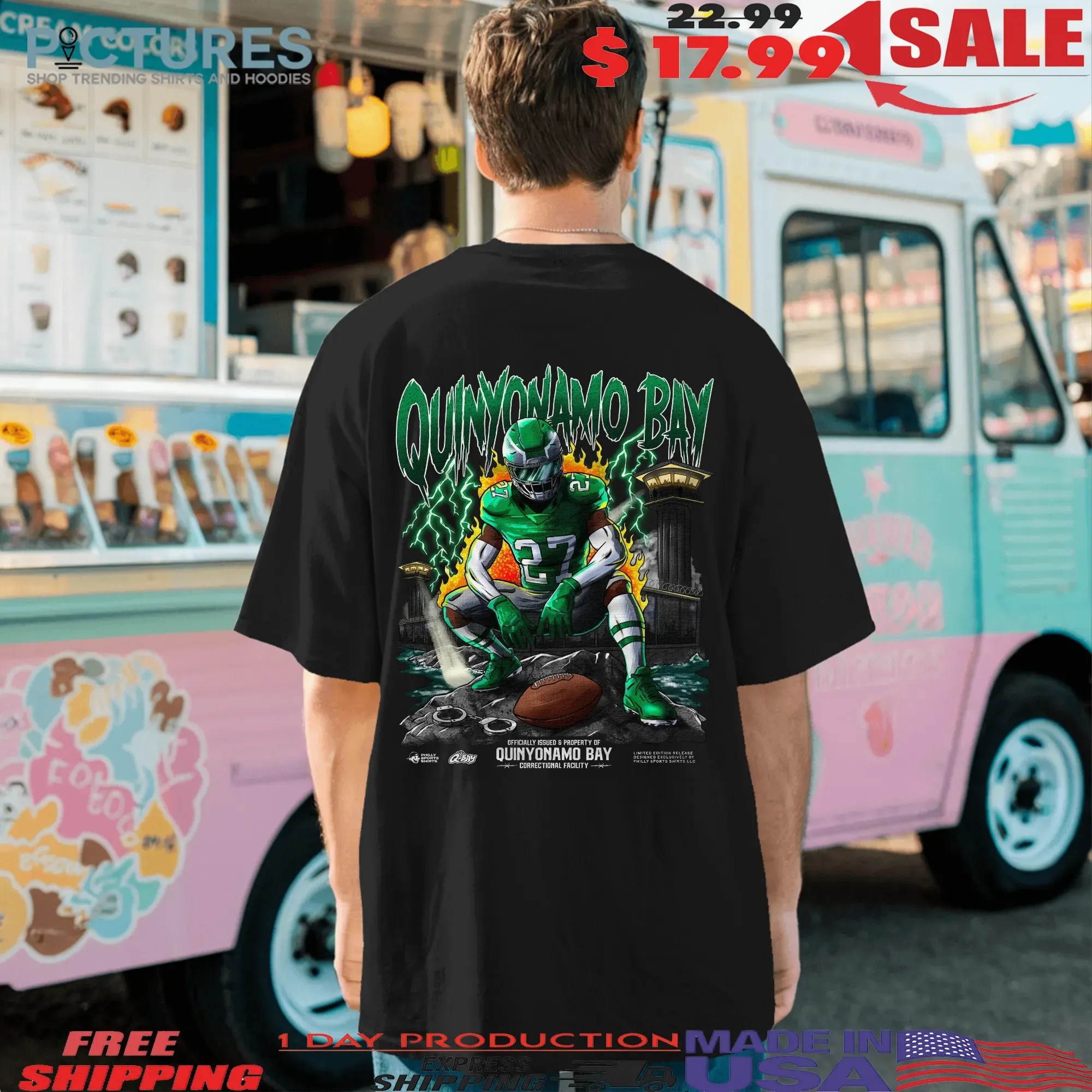 Quinyonamo Bay Correctional Facility Football Prison Lightning Player T Shirt