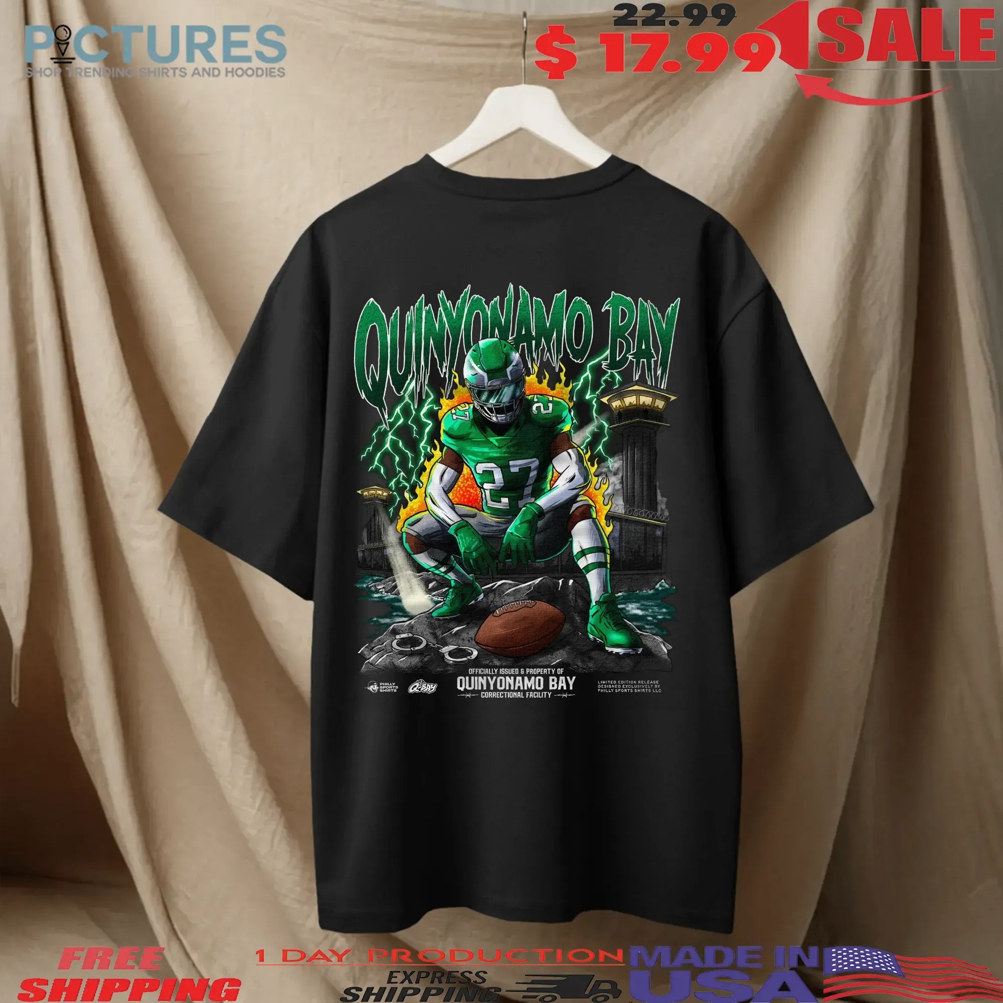 Quinyonamo Bay Correctional Facility Football Prison Lightning Player T Shirt