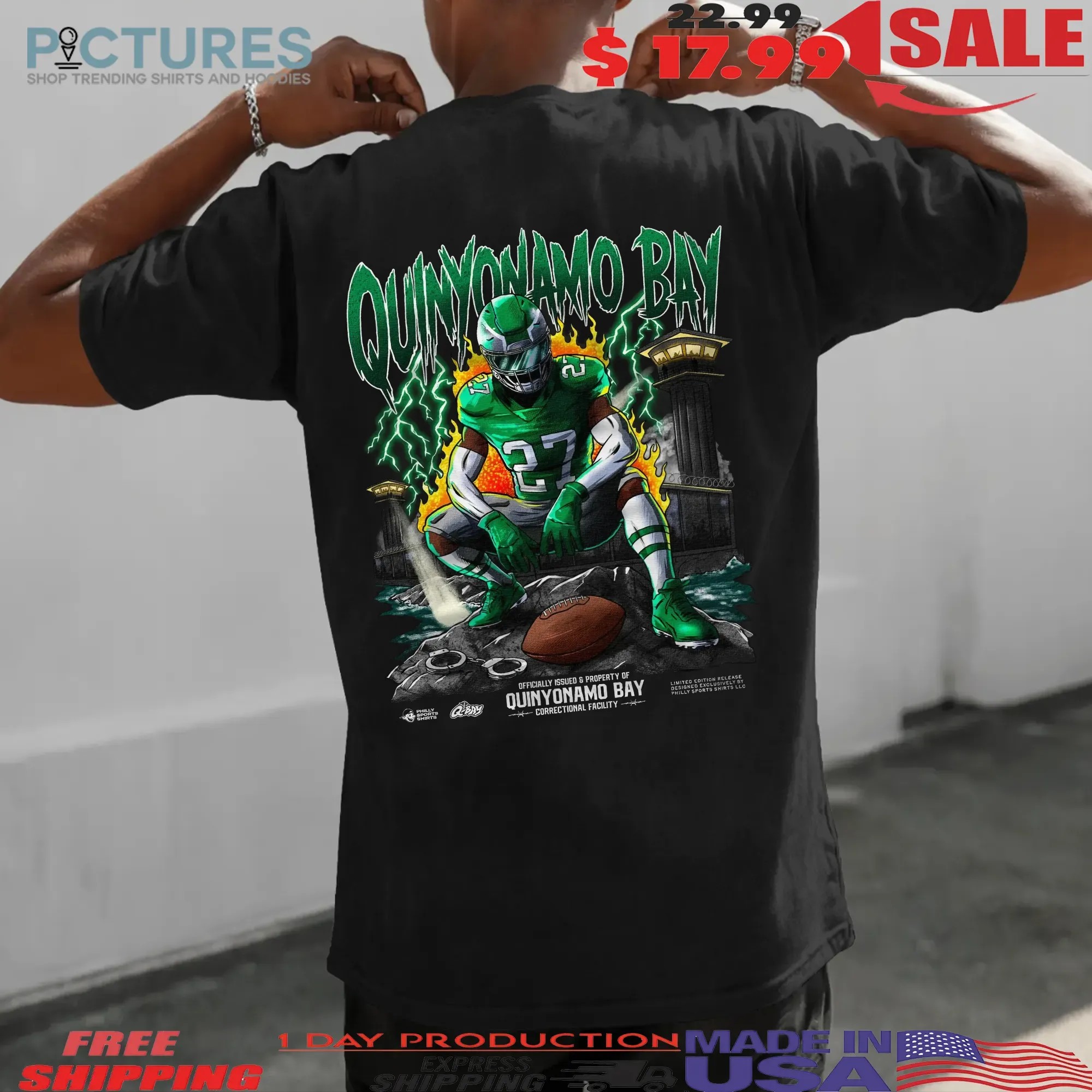 Quinyonamo Bay Correctional Facility Football Prison Lightning Player T Shirt