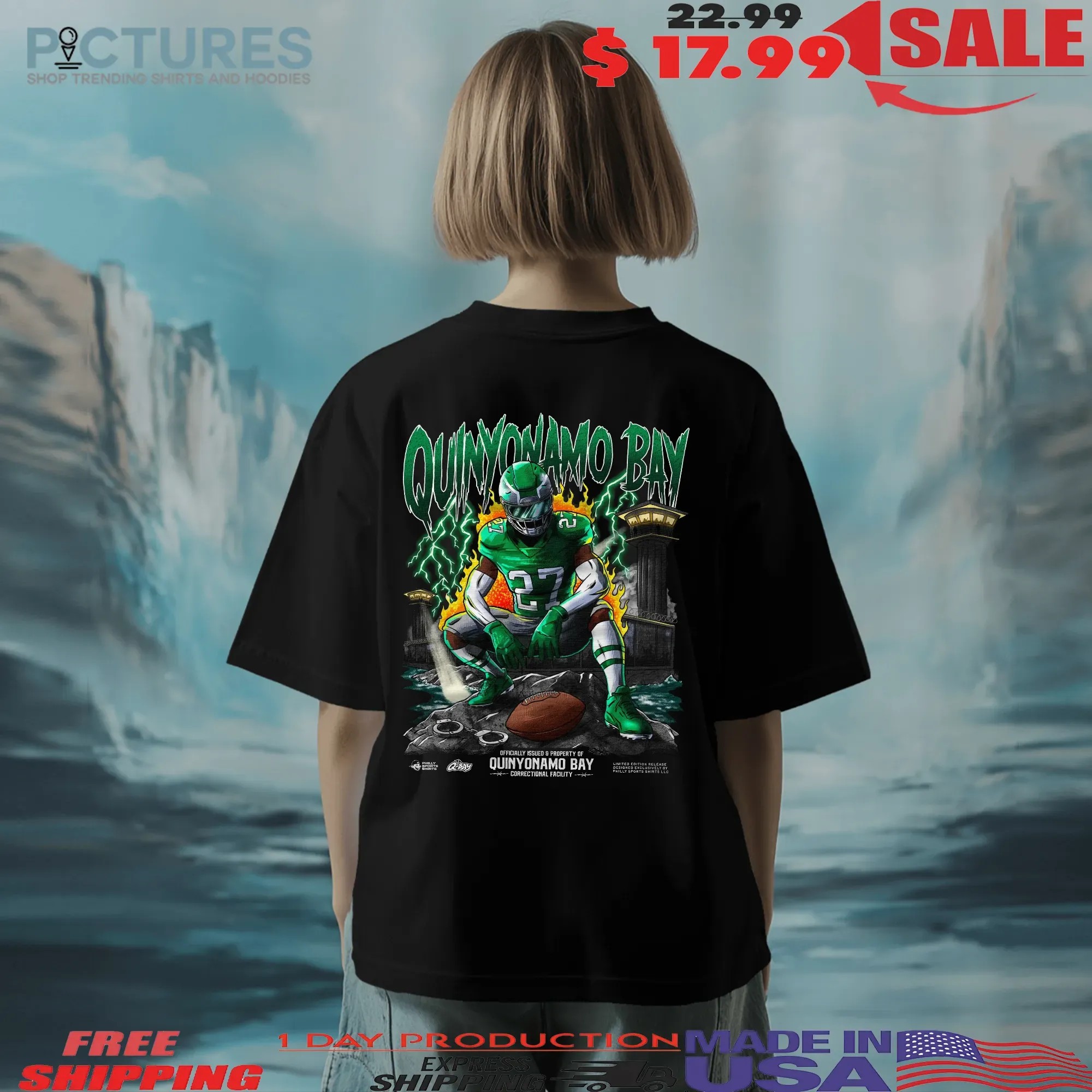 Quinyonamo Bay Correctional Facility Football Prison Lightning Player T Shirt