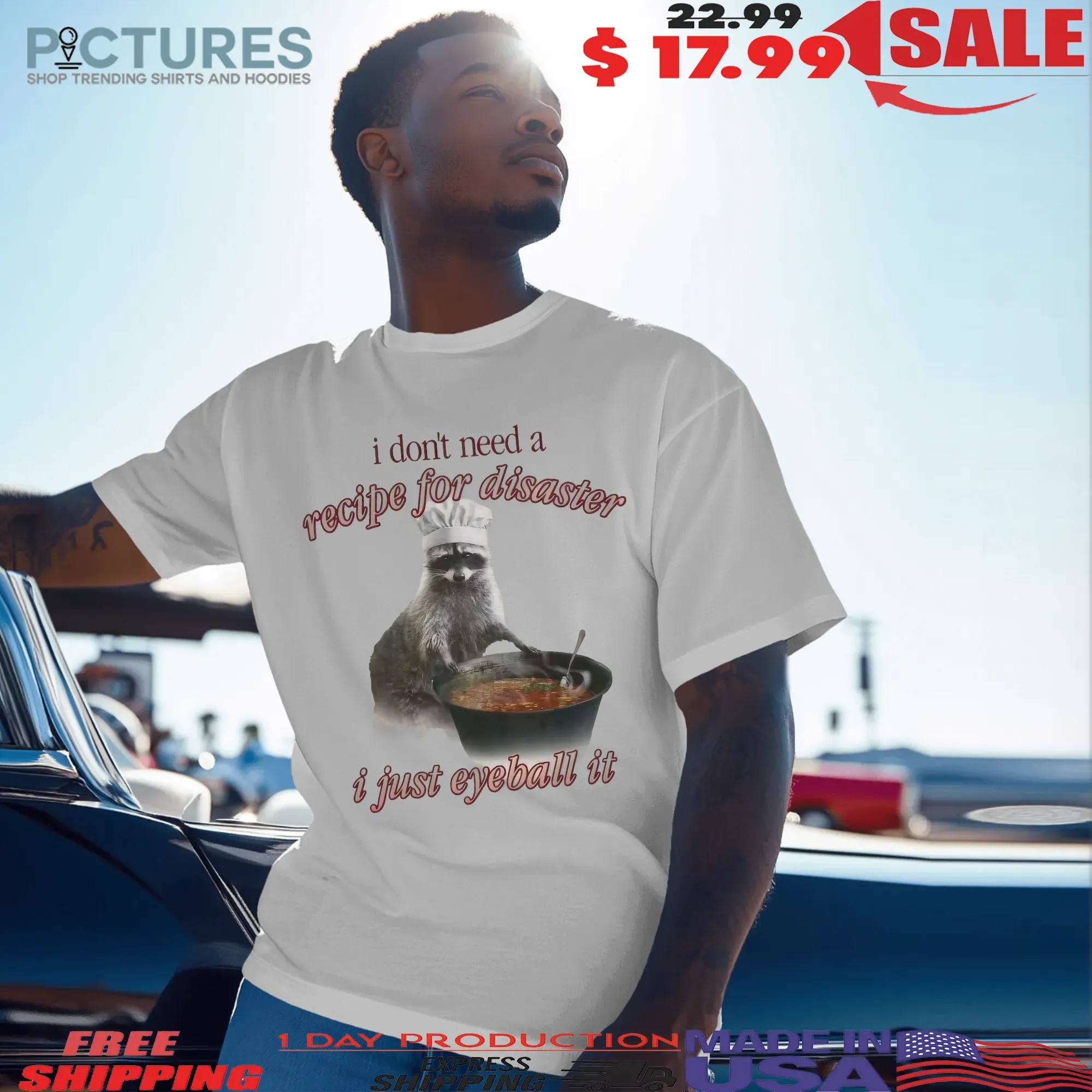 Raccoon I Don't Need A Recipe For Disaster I Just Eyeball It T Shirt