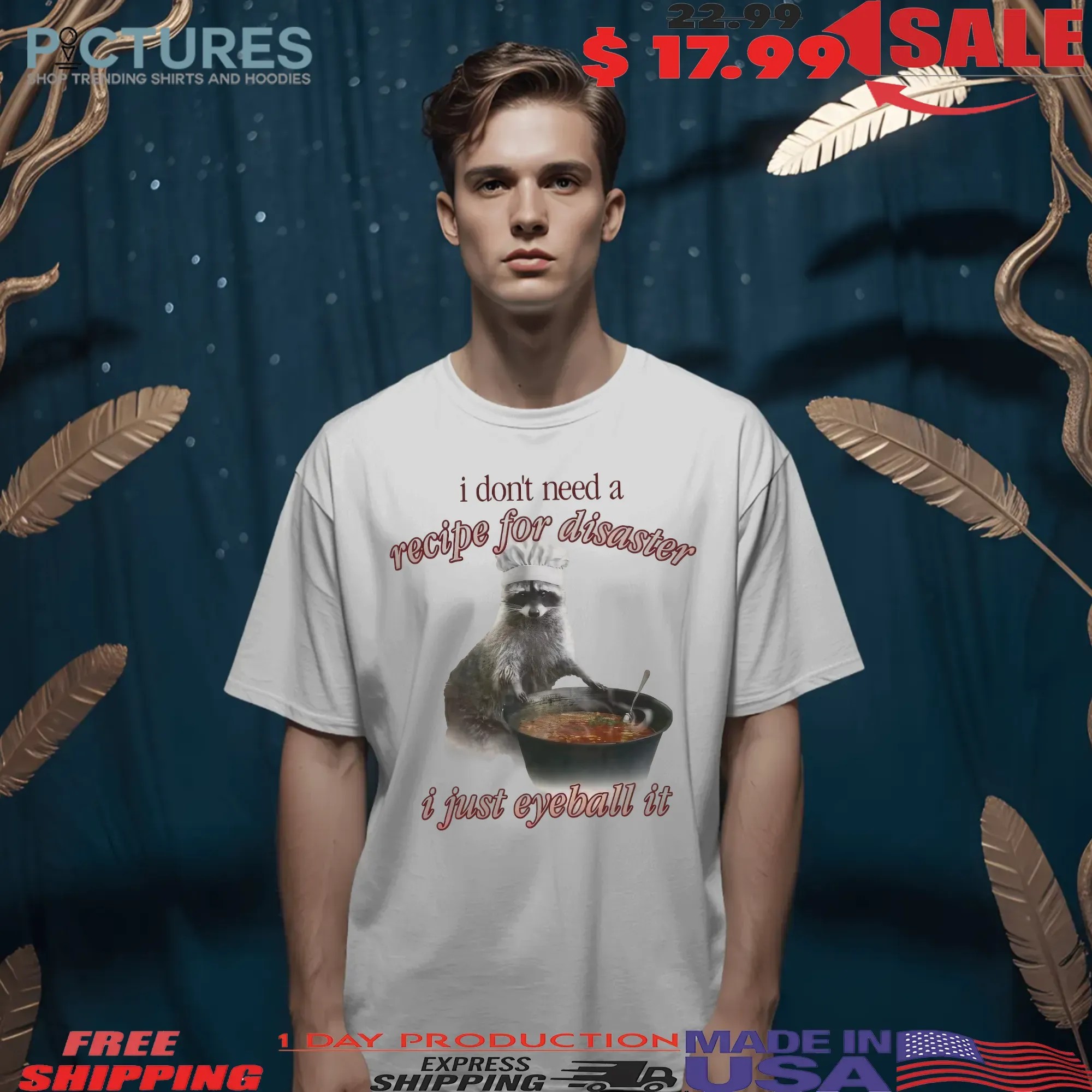 Raccoon I Don't Need A Recipe For Disaster I Just Eyeball It T Shirt