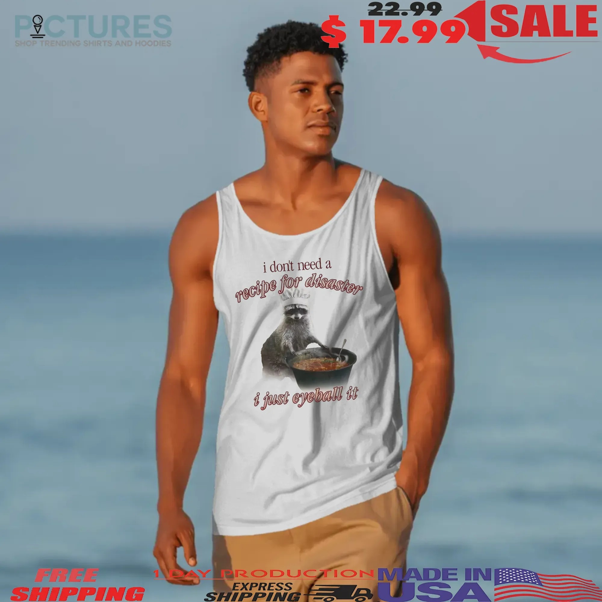 Raccoon I Don't Need A Recipe For Disaster I Just Eyeball It T Shirt